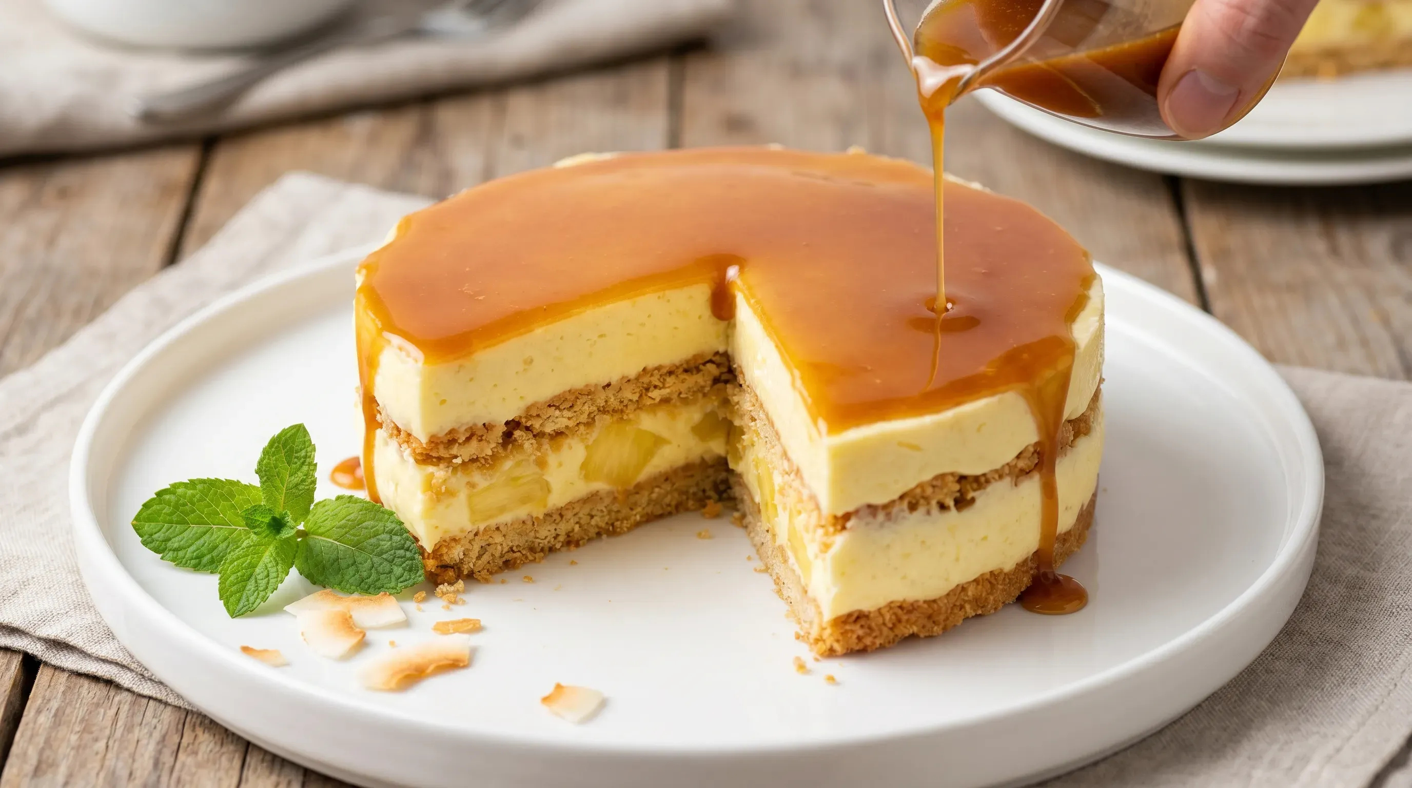 Ananascreme mit Kokoskekse
