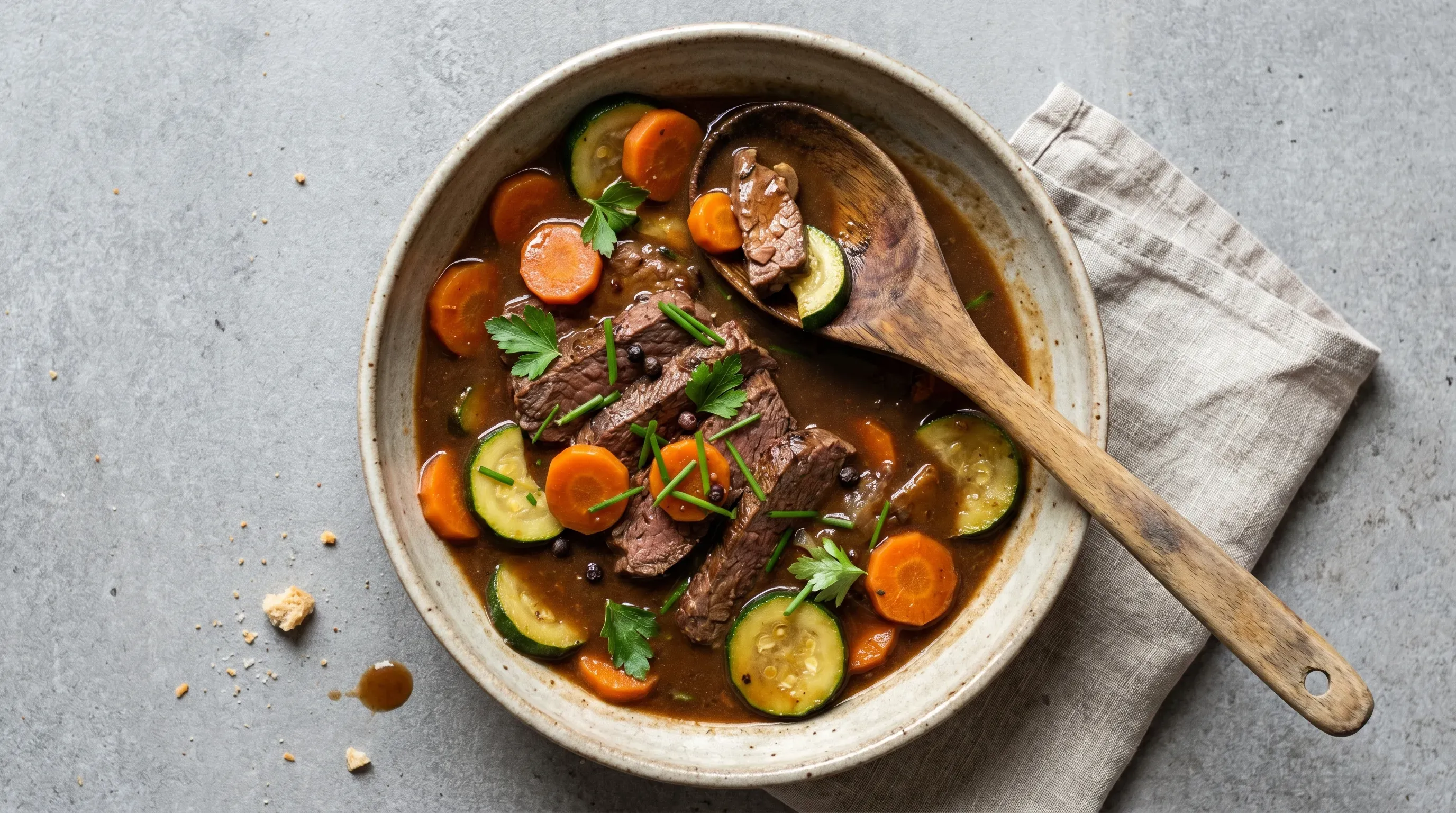 Rindersteak mit Zucchini und Möhren