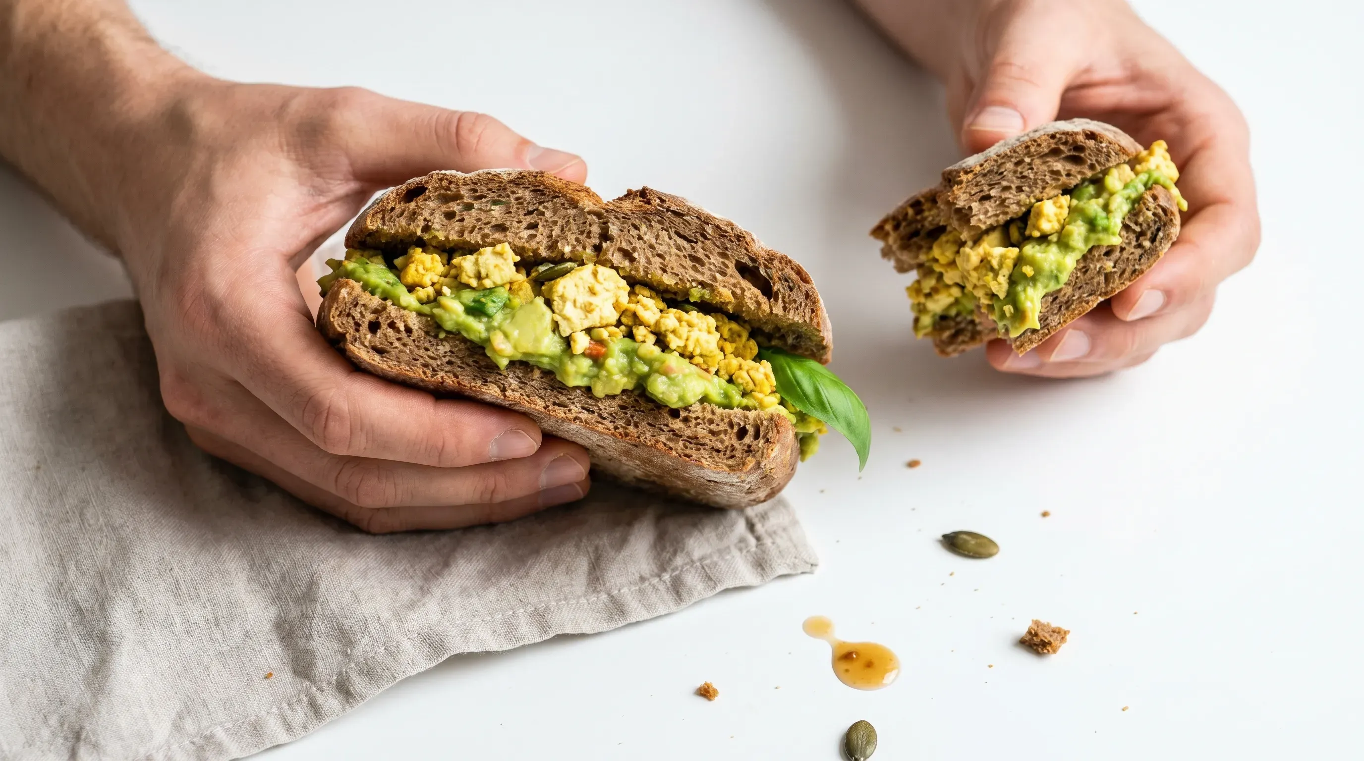 Ballaststoffbrot mit Avocado & Tofu-Rührei
