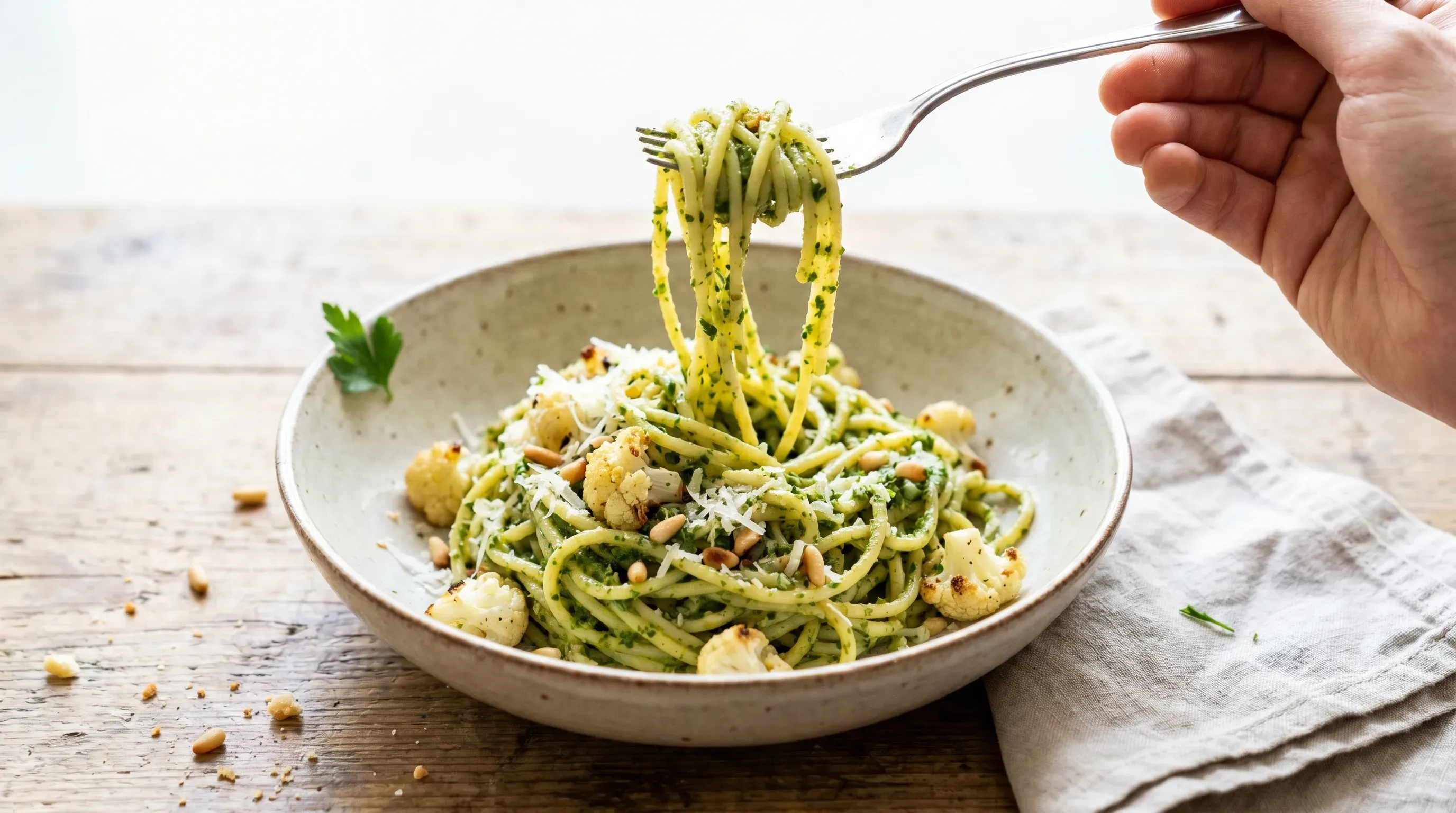 Blumenkohl-Pasta mit Salsa verde