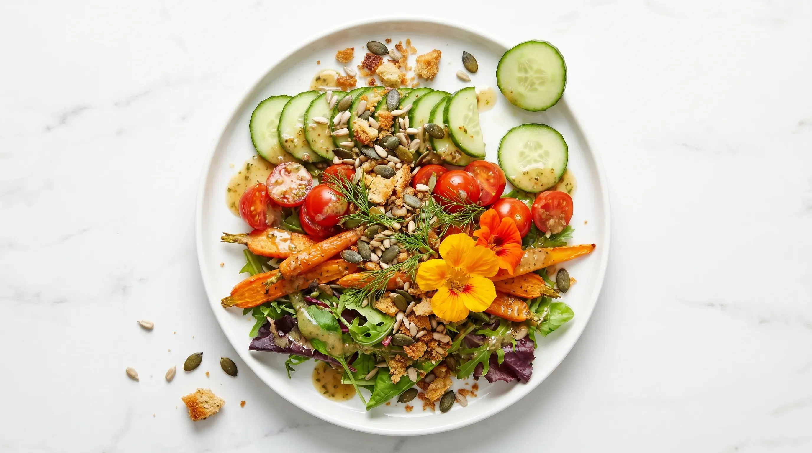 Bunter Gemüsesalat mit Knusper-Topping