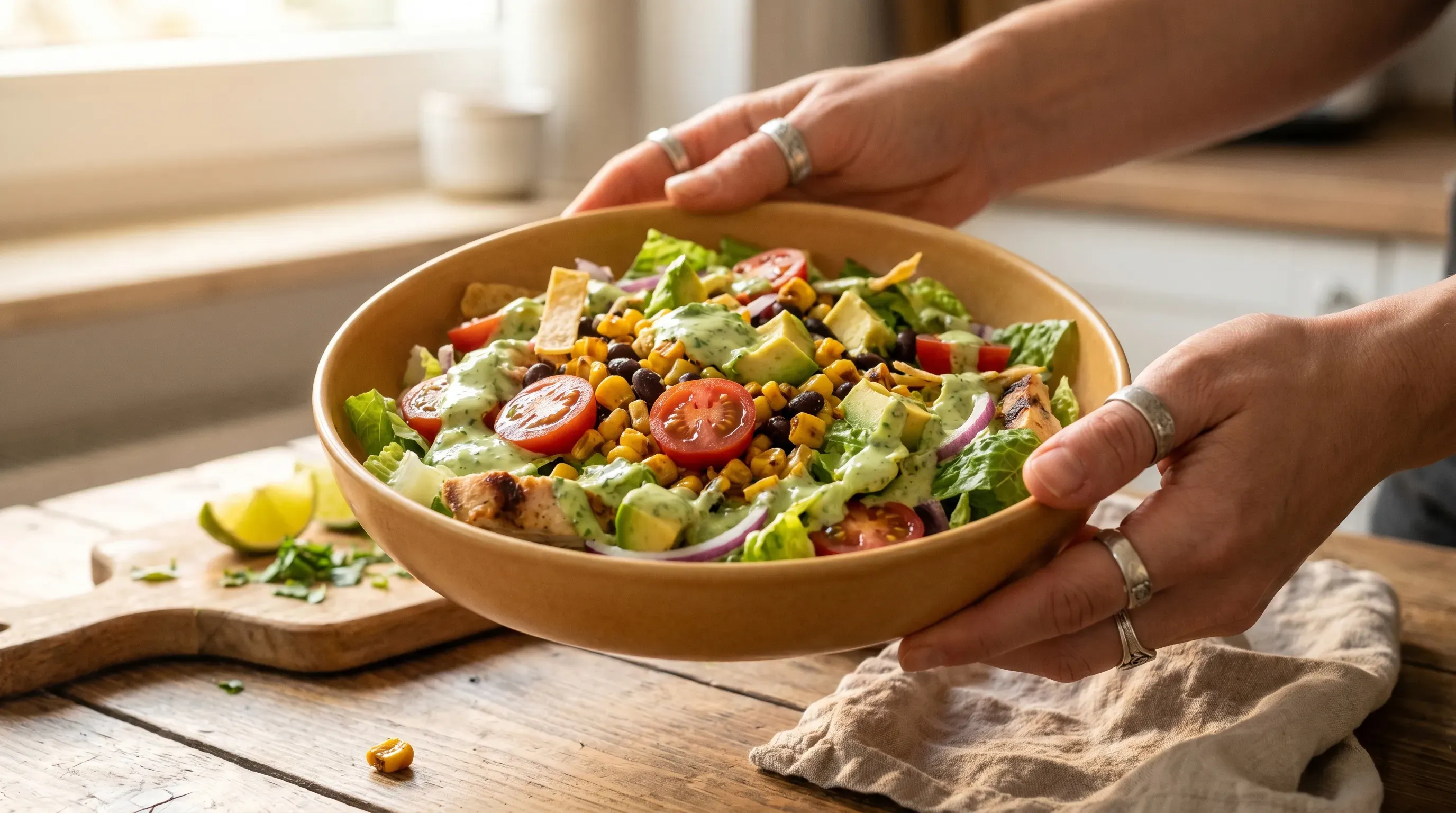 Bunter Mex-Salat mit grünem Dressing