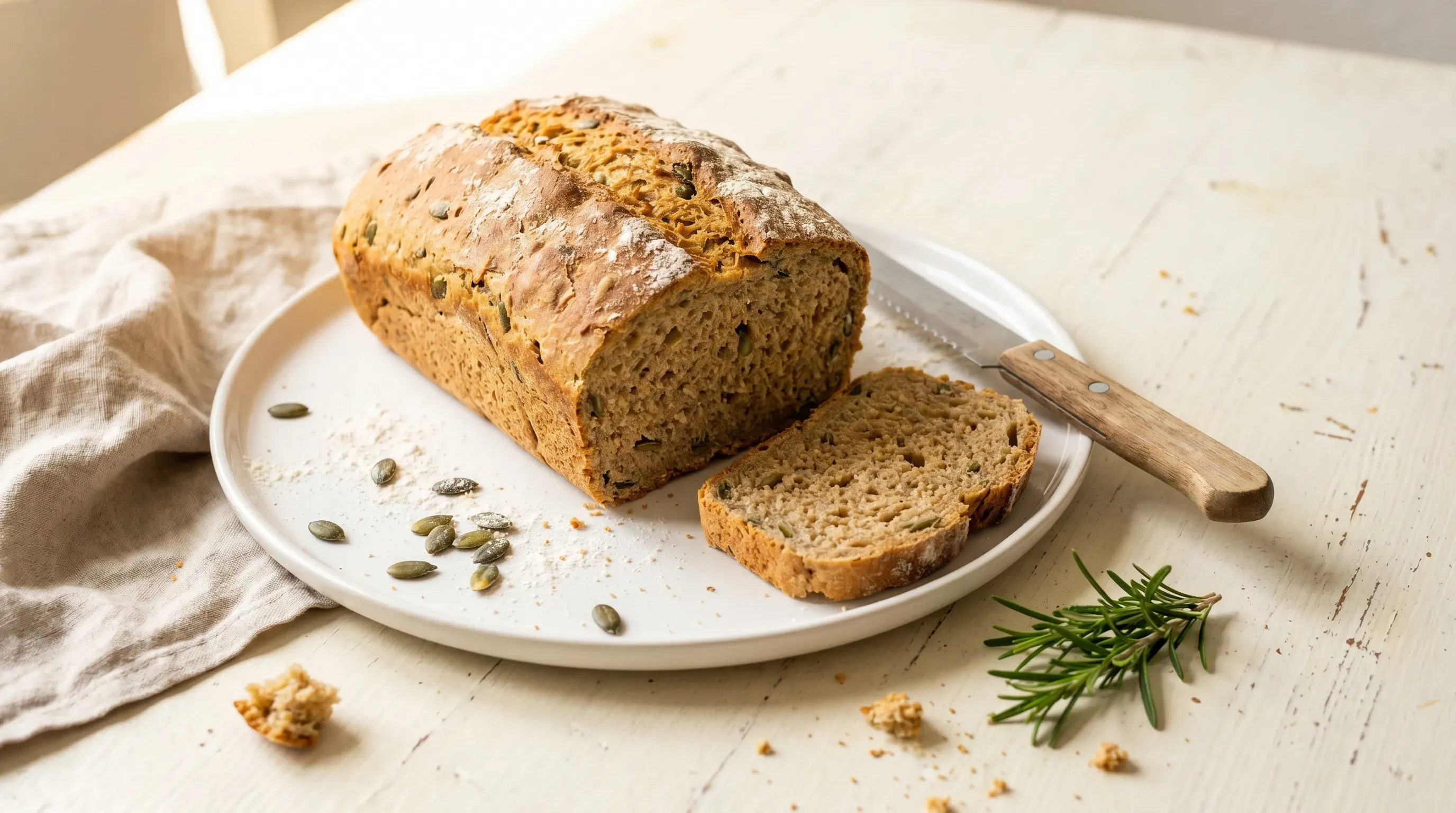 Dinkel-Kürbiskern-Brot (inkl. veganer Variante)