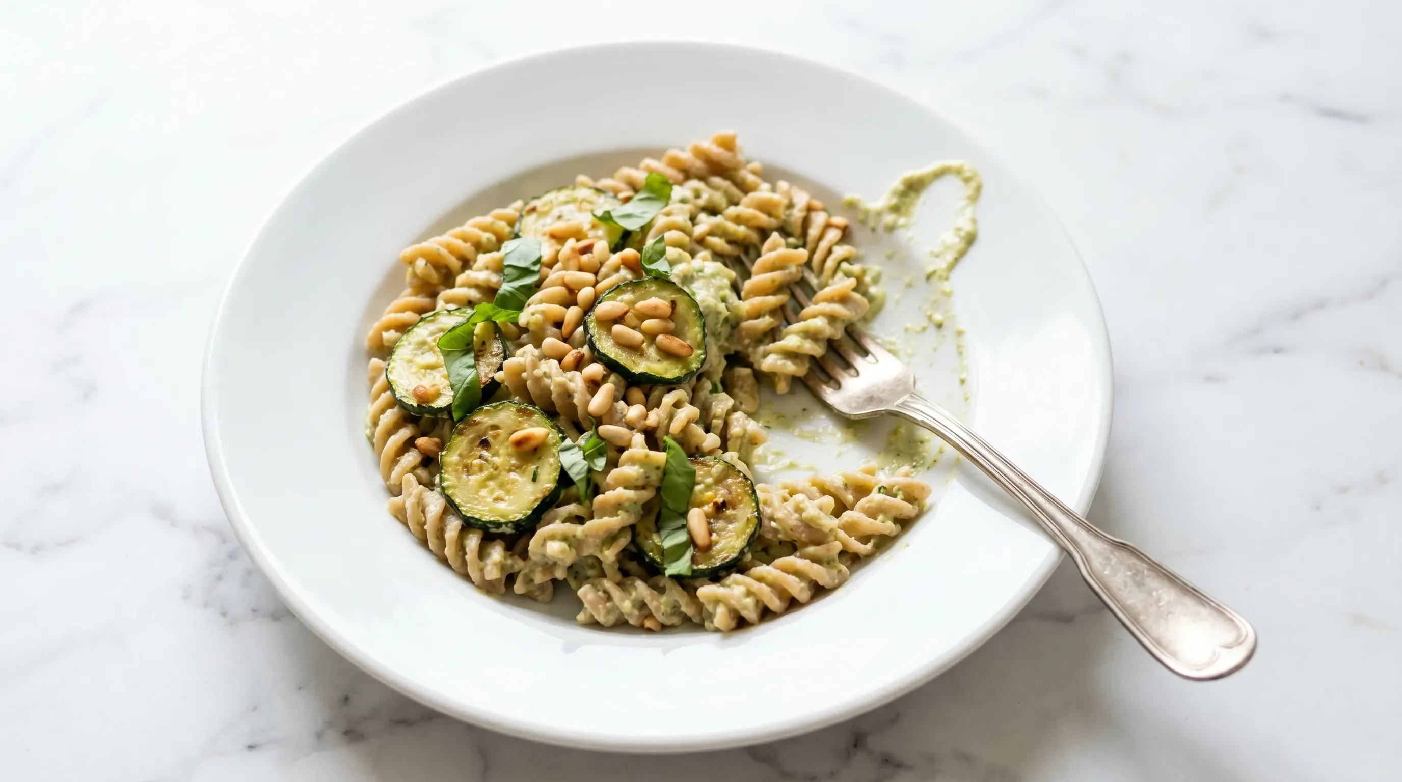 Dinkel-Pasta mit cremiger Zucchini-Sahnesauce