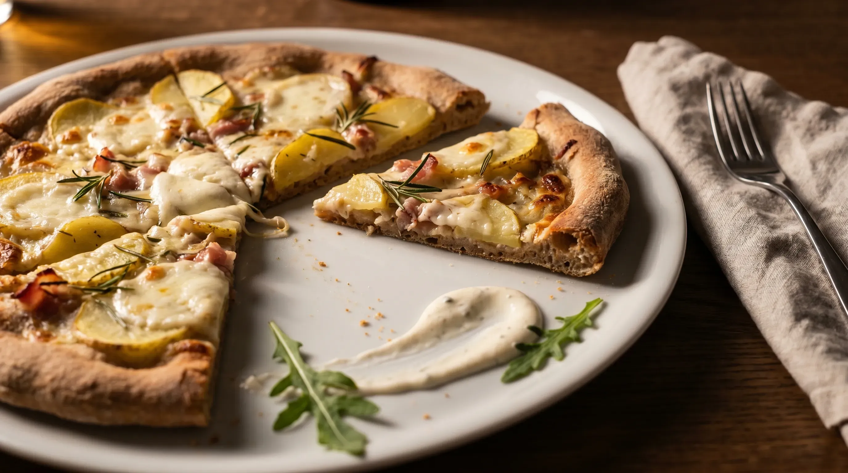 Weiße Dinkelpizza ohne Tomatensauce