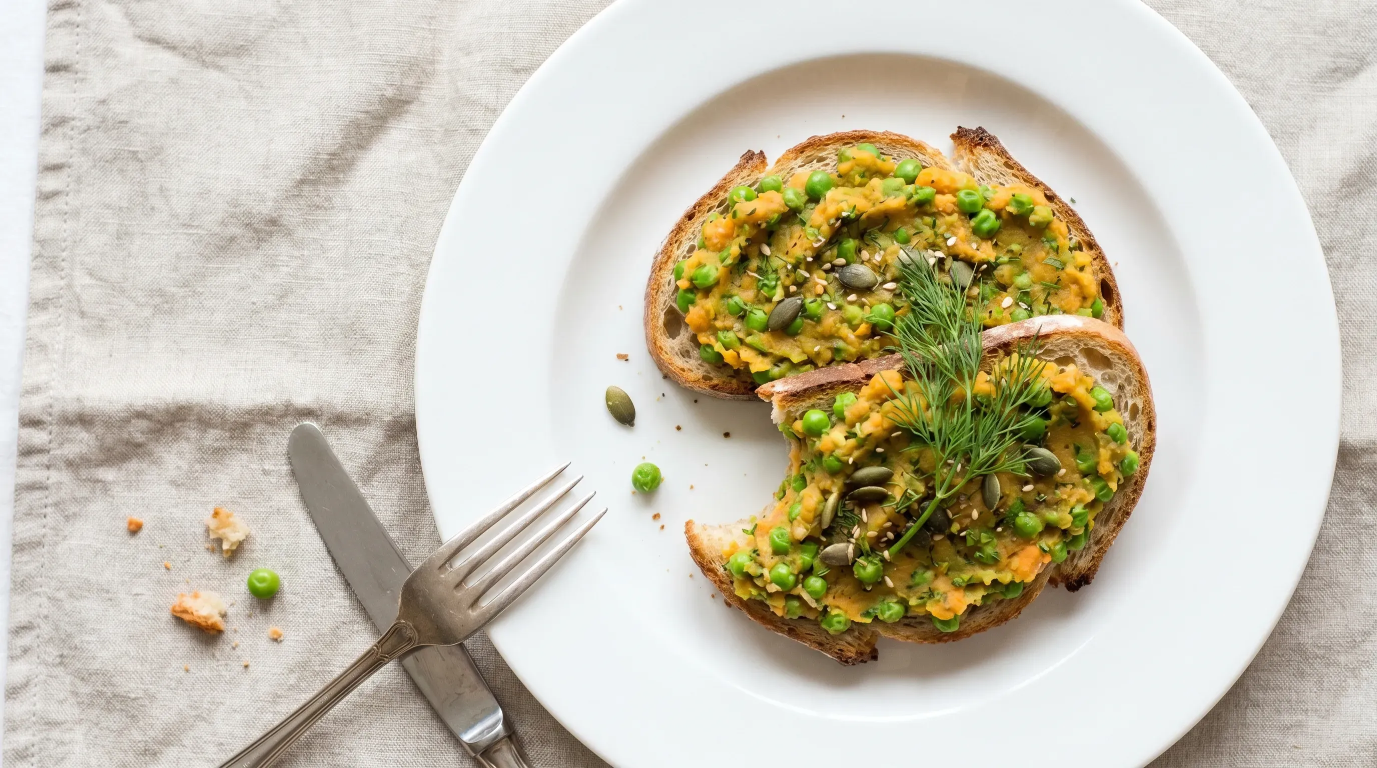 Erbsen Süßkartoffeln Toasties