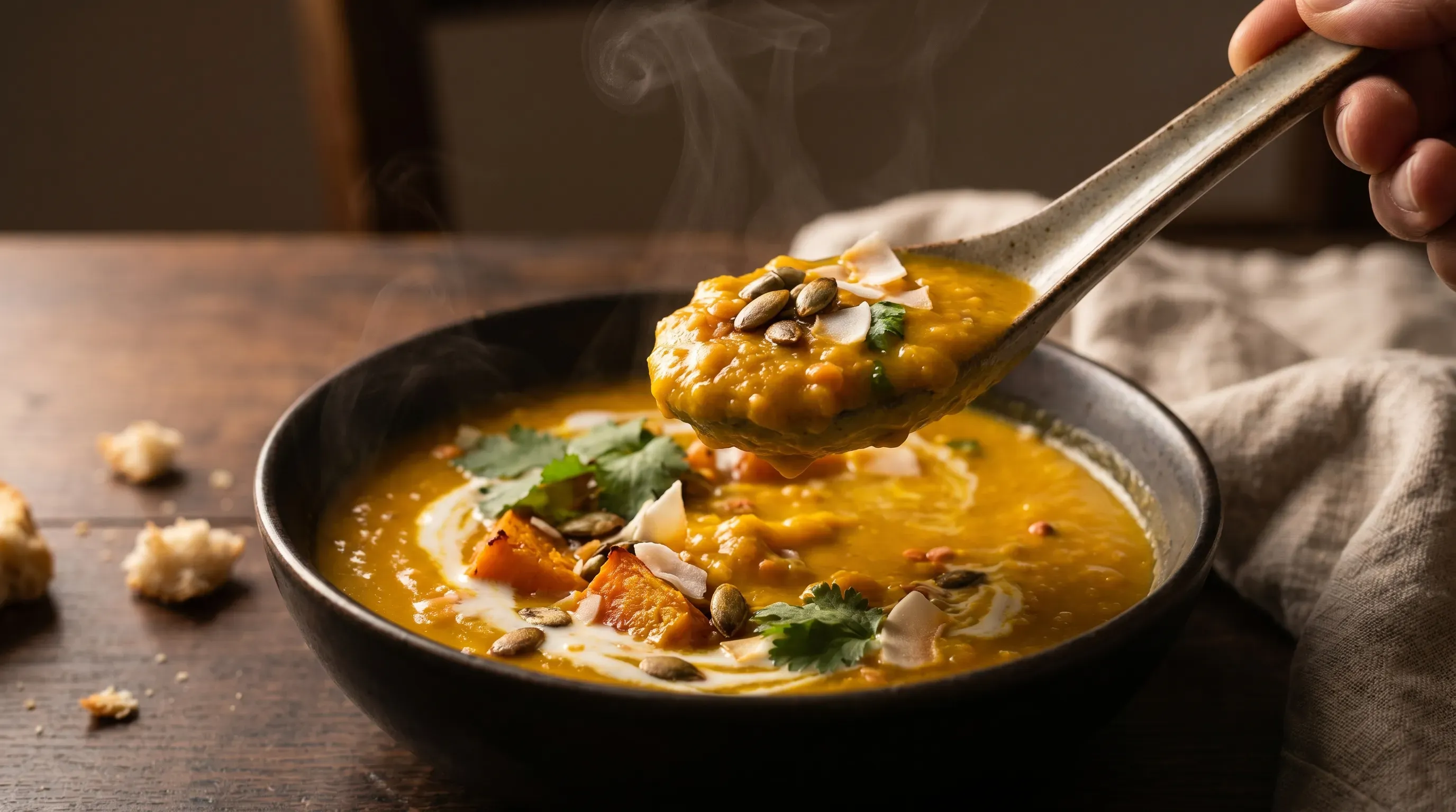 Feel-Good-Suppe mit Kürbis und Kokos