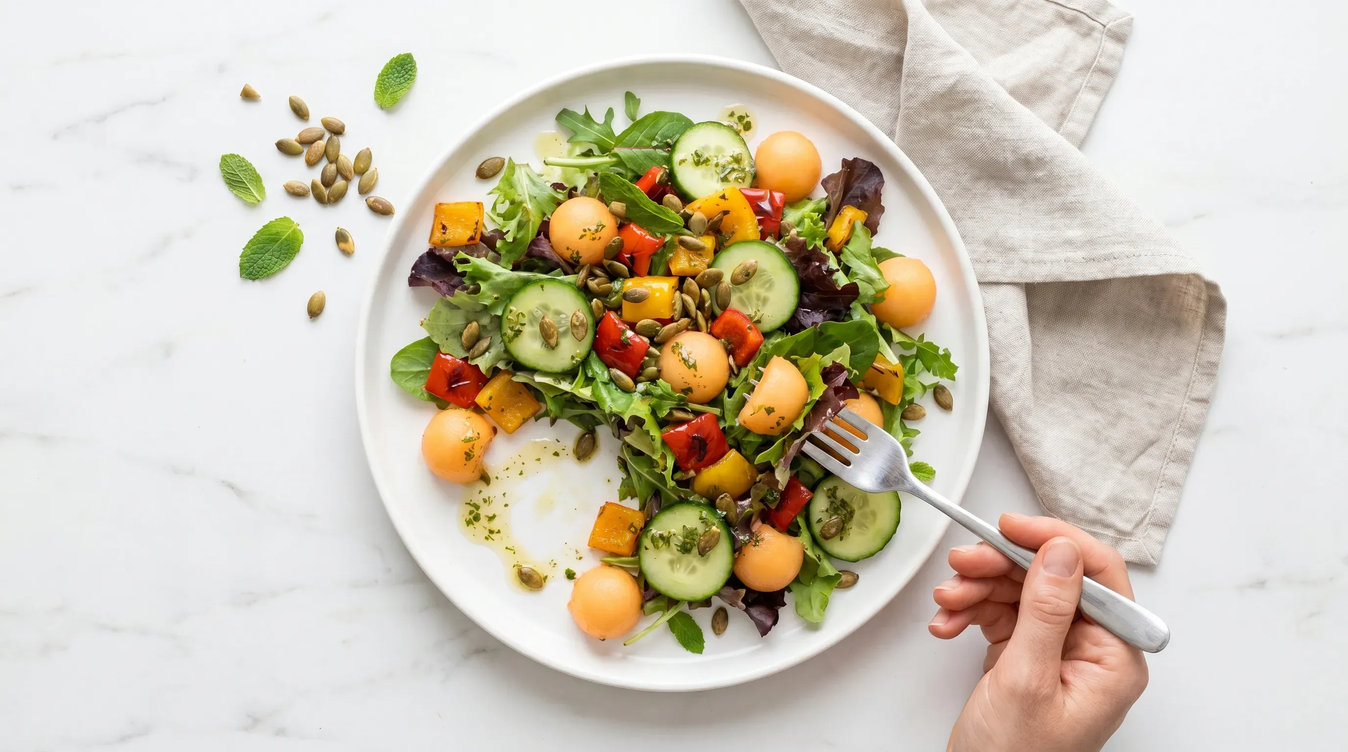 Melonen-Sommersalat – vegetarisch & laktosefrei & histaminarm
