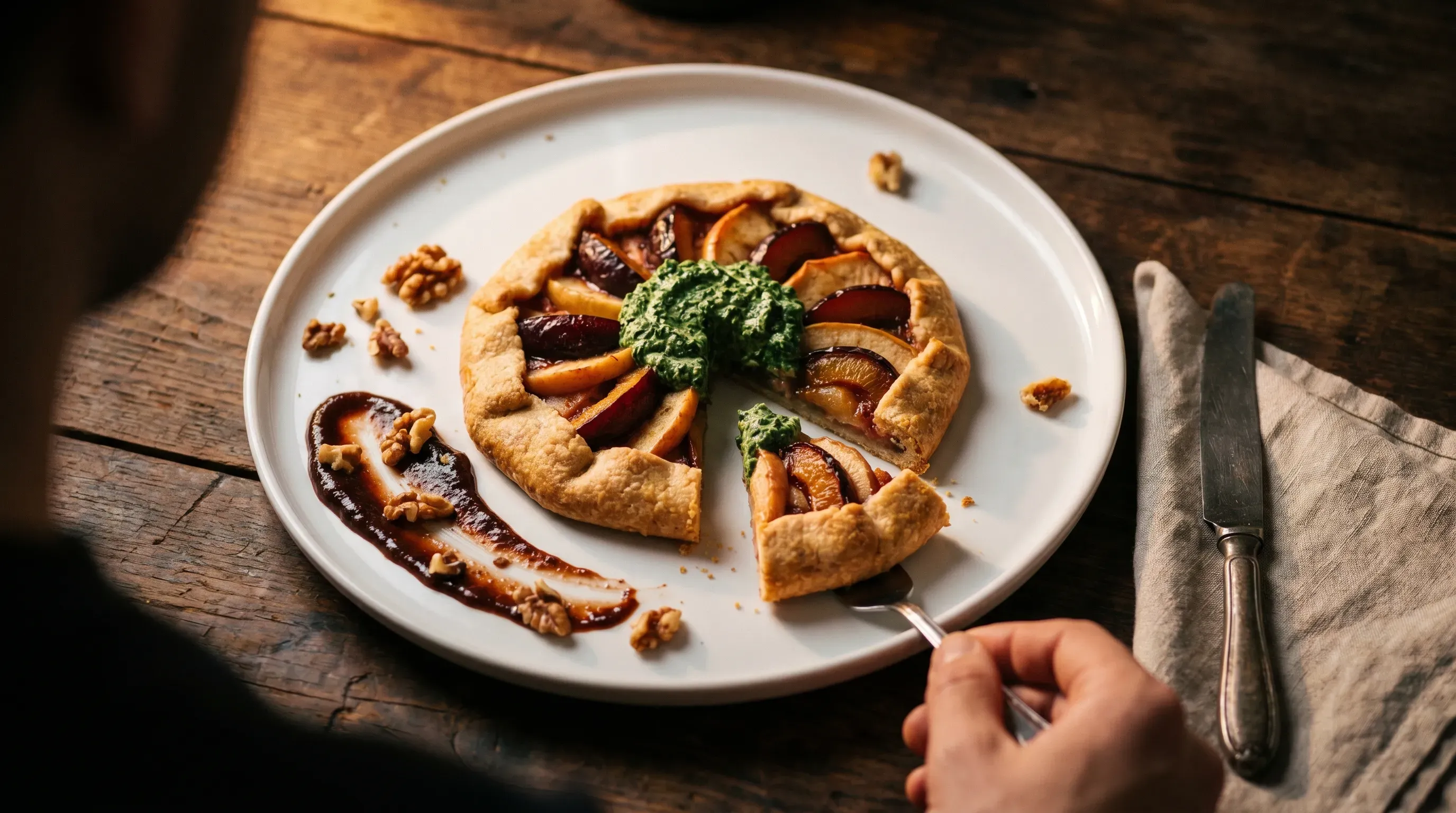 Fruchtige Galette mit Grünkohlcreme
