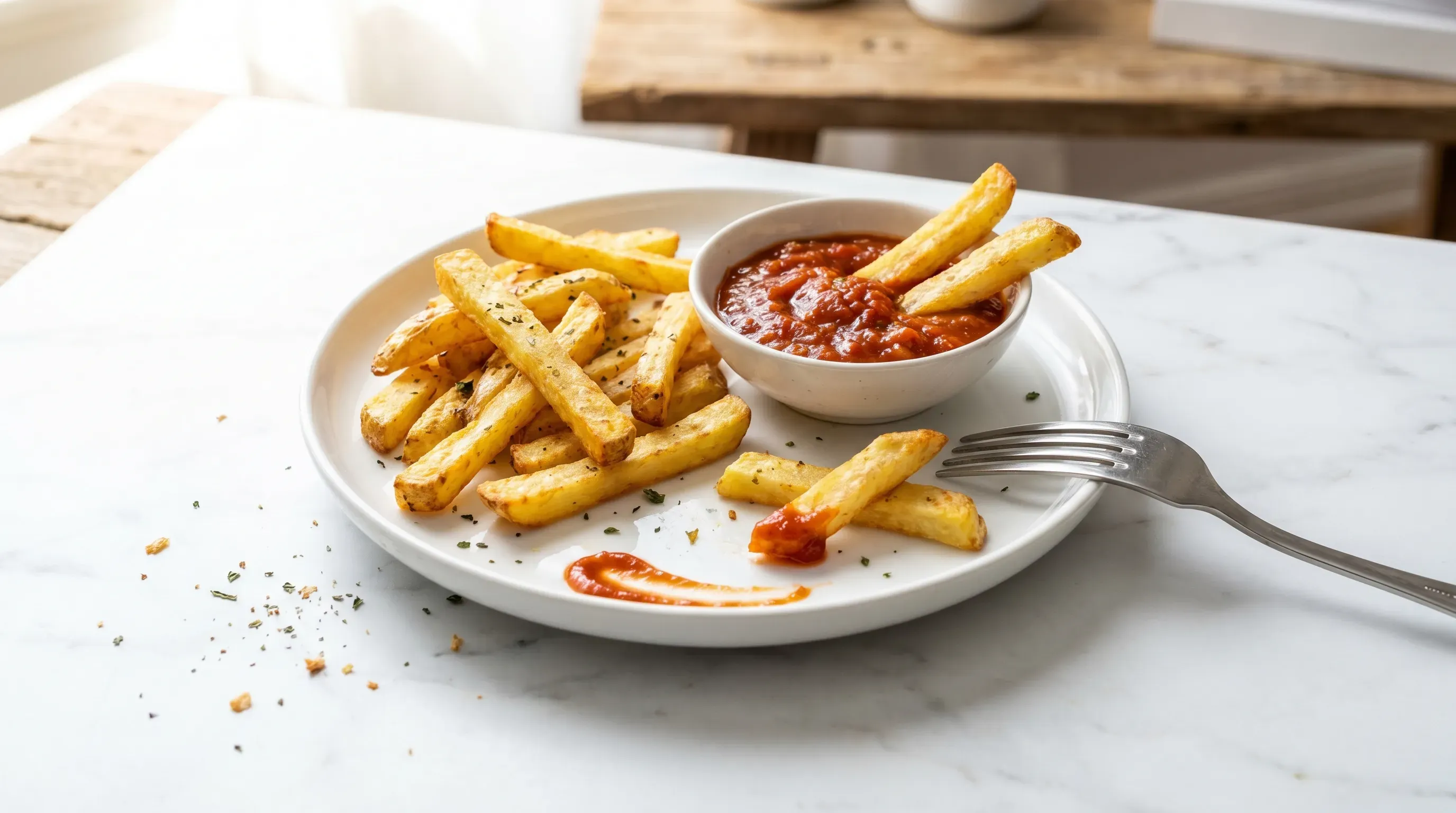 Gebackene Kartoffelstäbchen mit Paprika-Ketchup