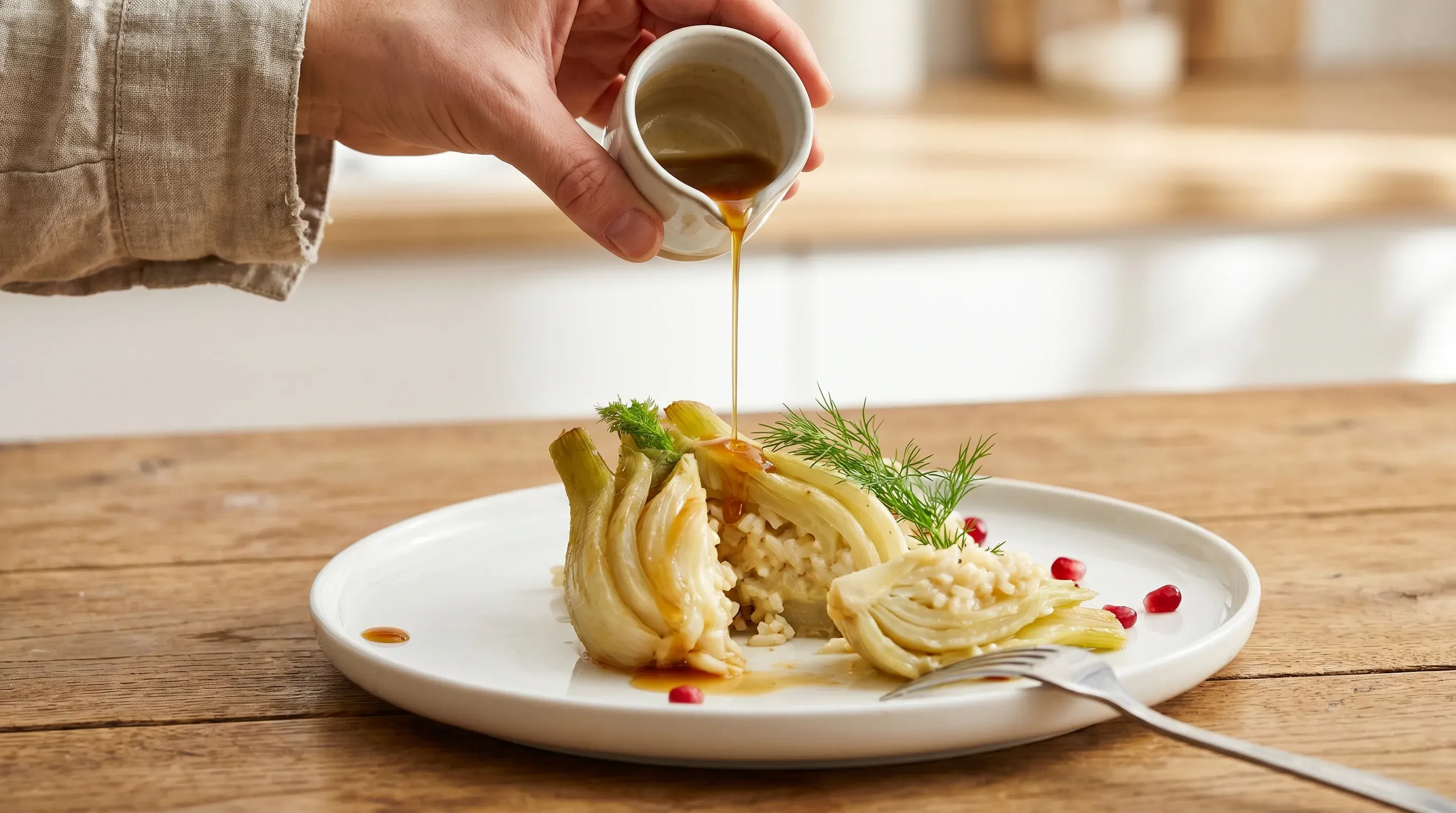 Gedämpfter Fenchel mit Basmatireis