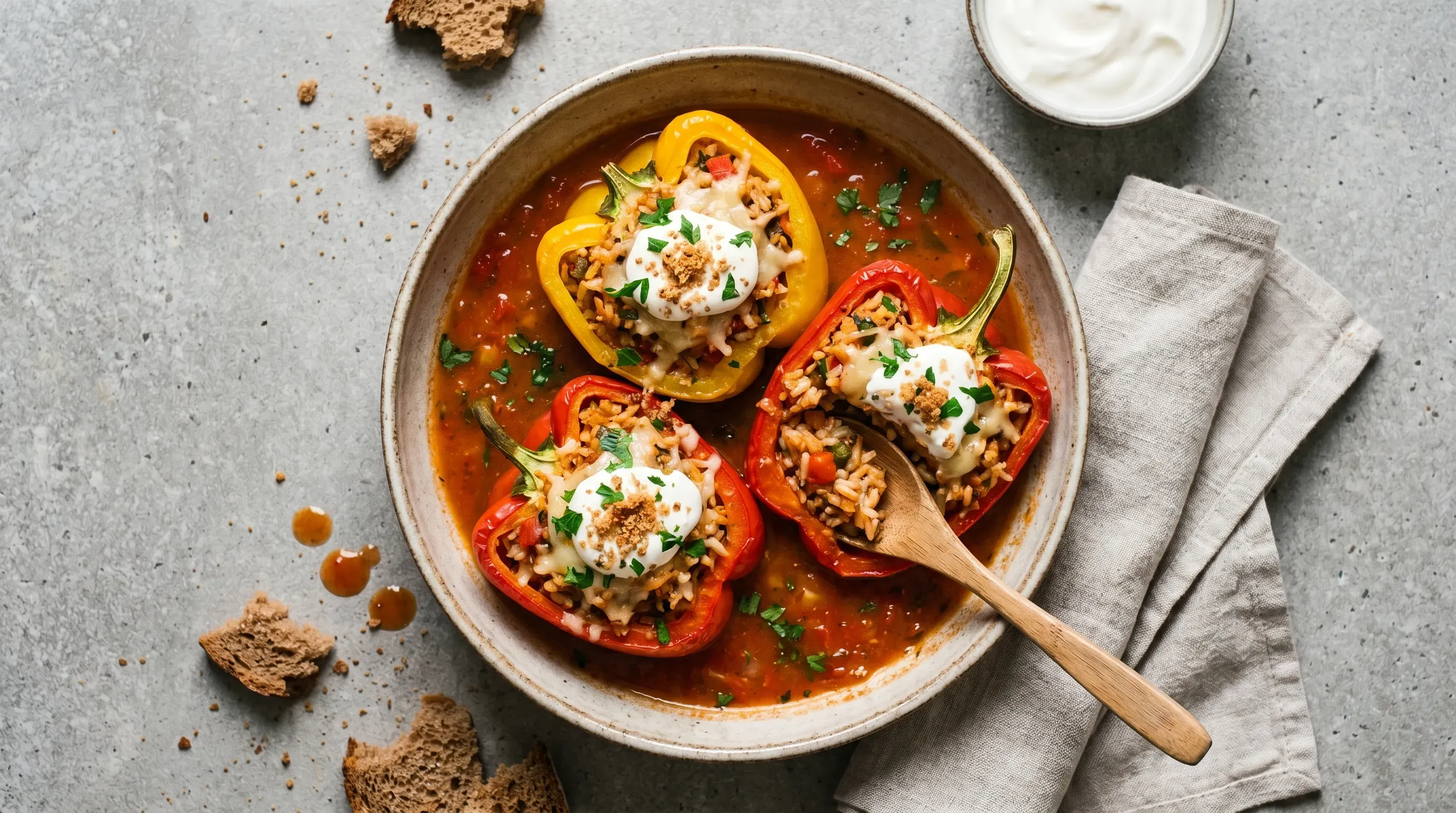 Gefüllte Paprika mit Reis und Gemüse