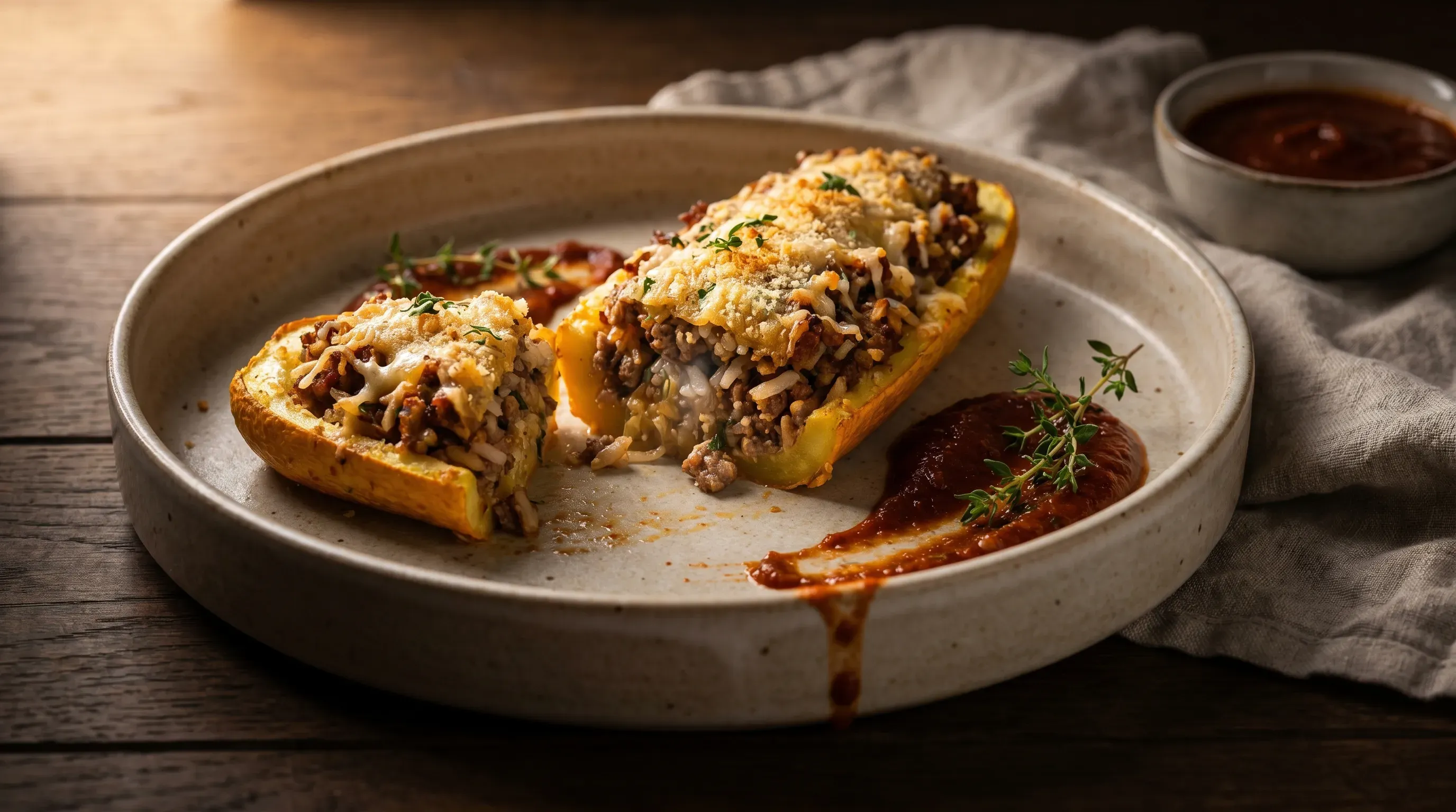 Gefüllte Zucchini aus dem Ofen