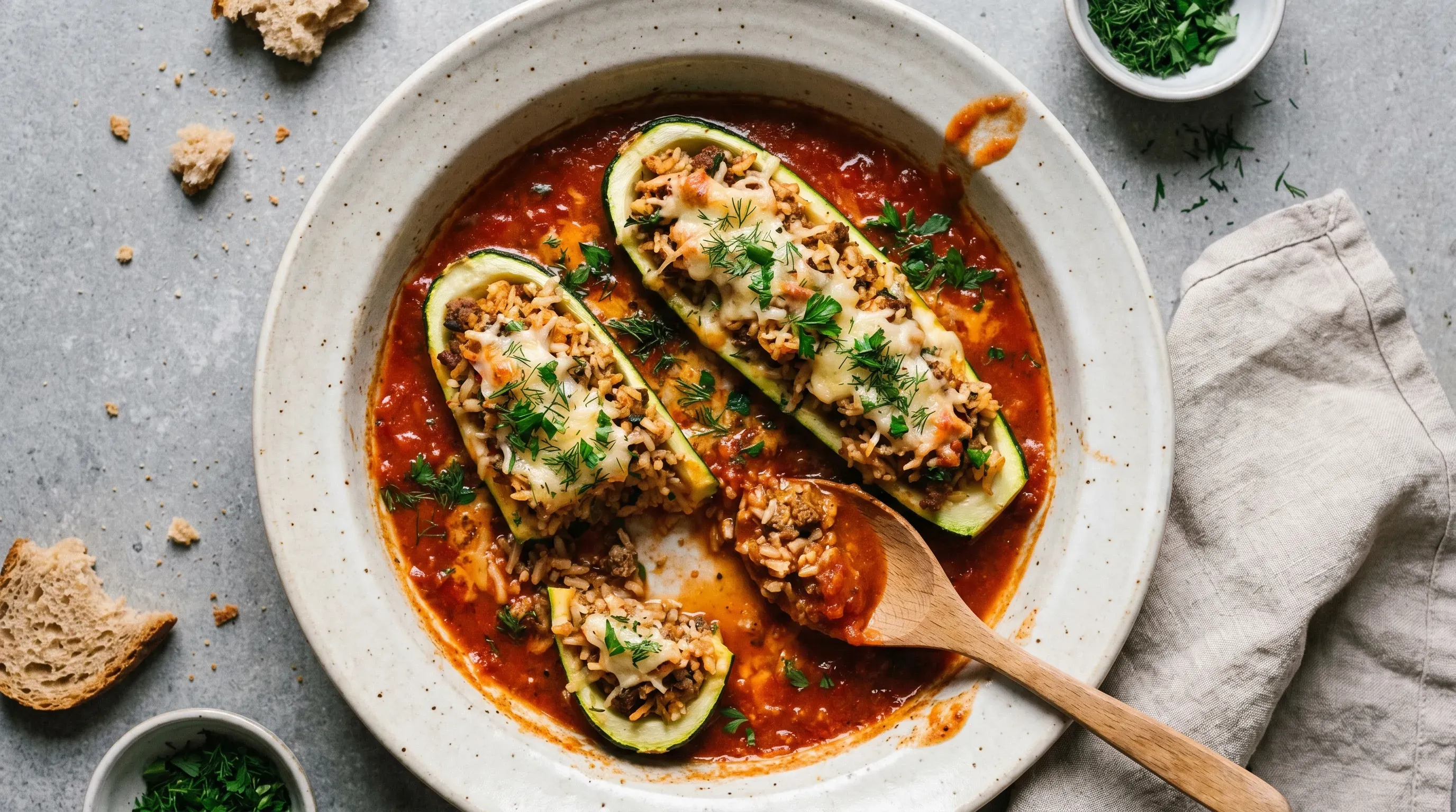 Gefüllte Zucchini mit Reis