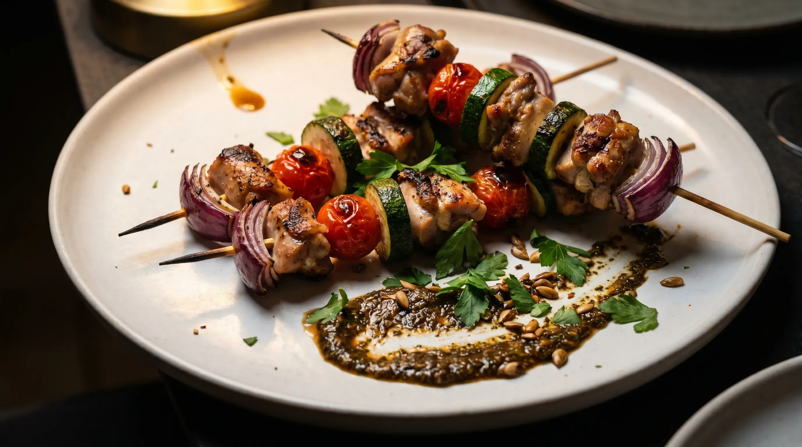 Gemüse-Hühnchen-Spieße