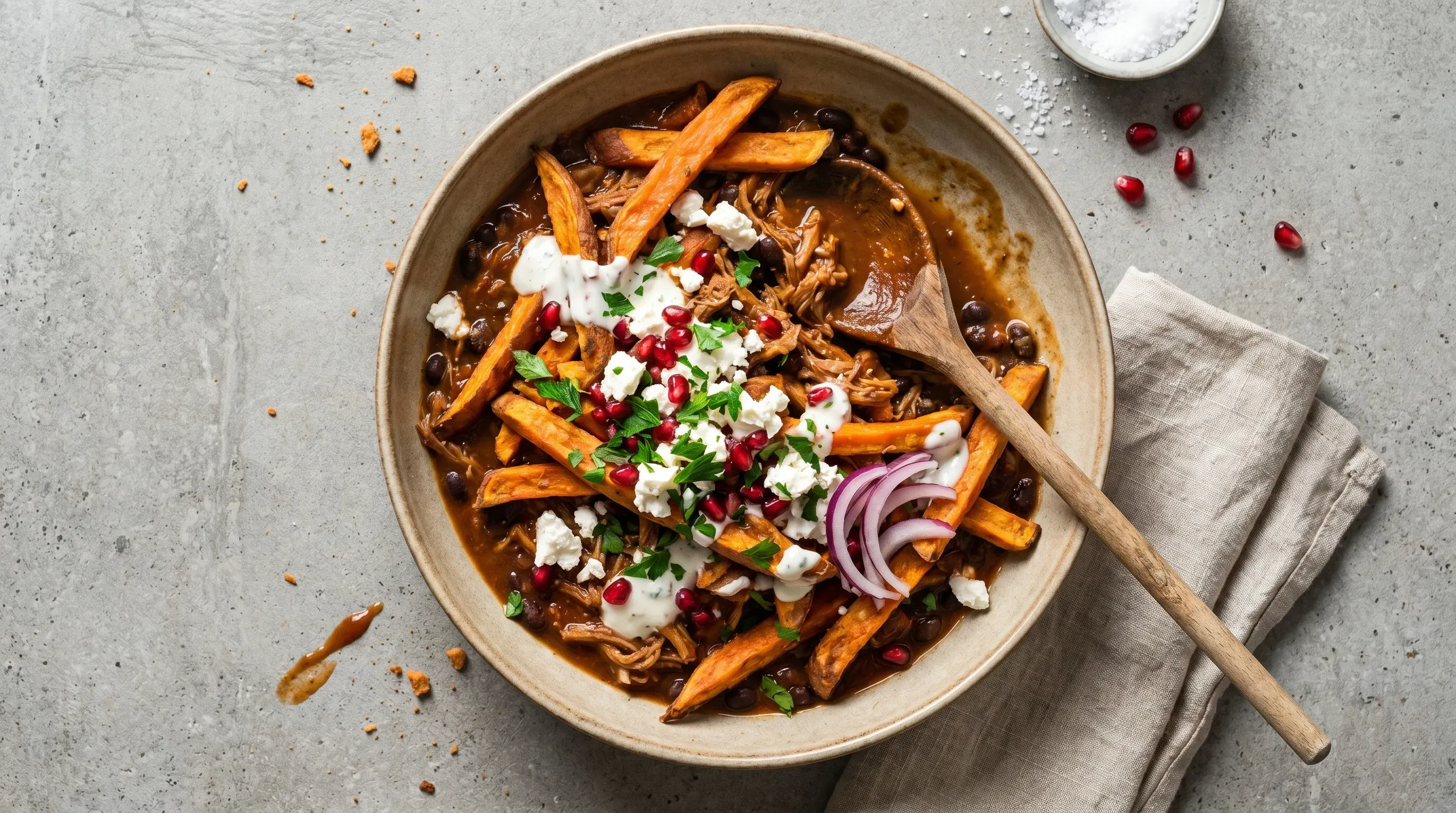 Getoppte Süßkartoffel Fries