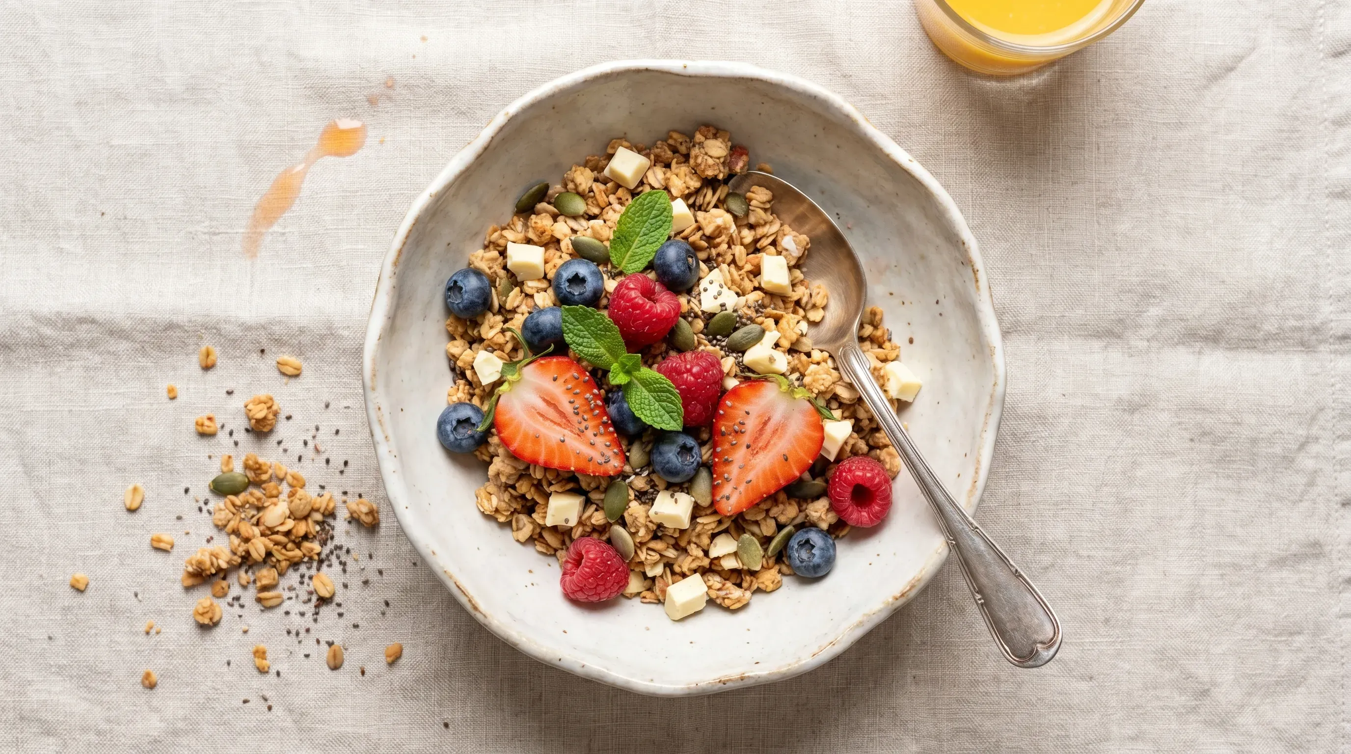 Granola mit weißer Schokolade