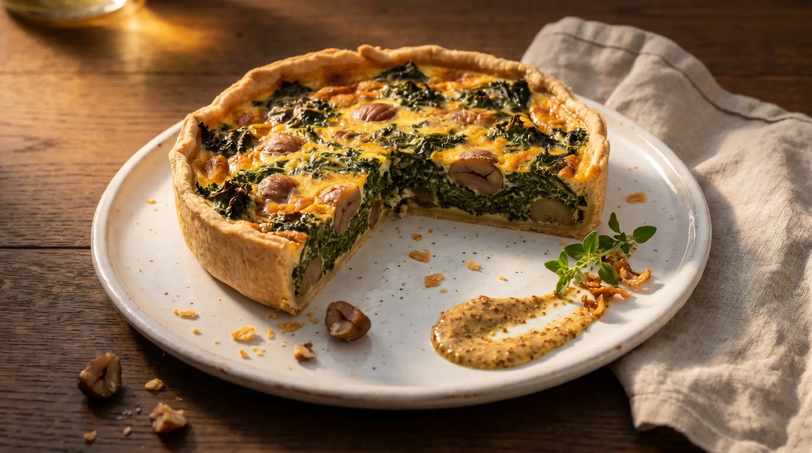 Grünkohl-Quiche mit Esskastanien