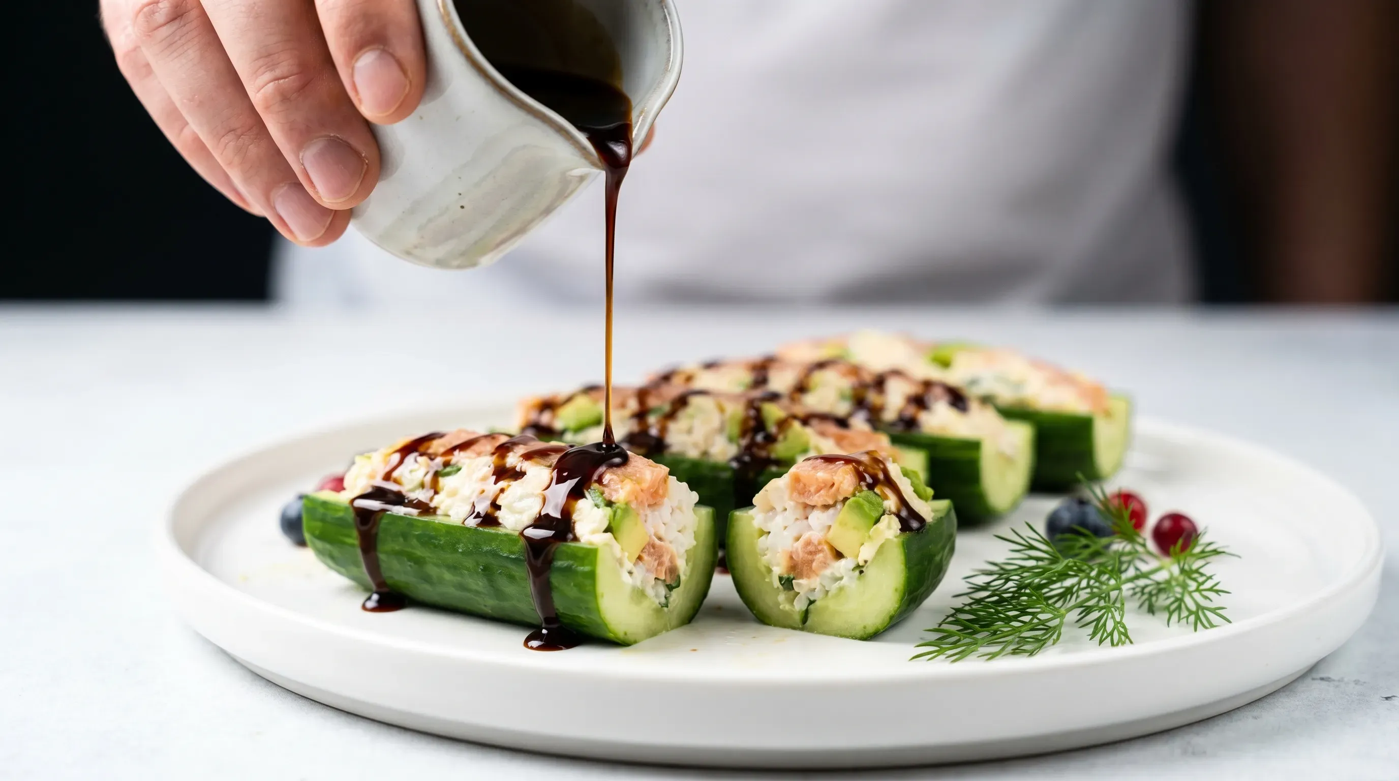 Gurken Schiffchen Sushi-Style