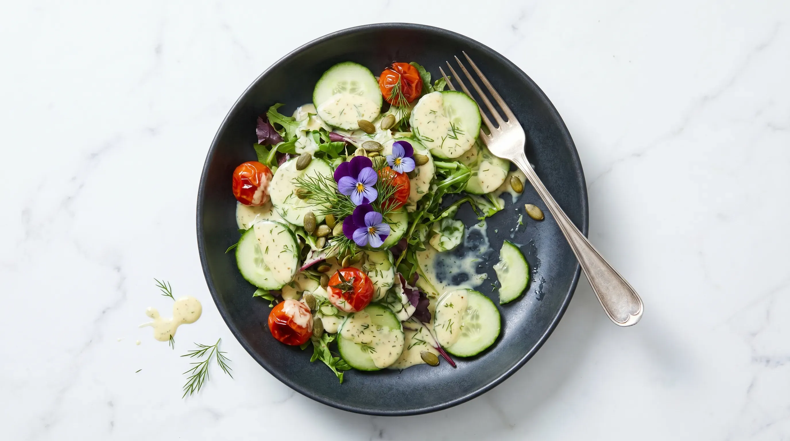 Gurkensalat mit Senf-Dill-Sauce