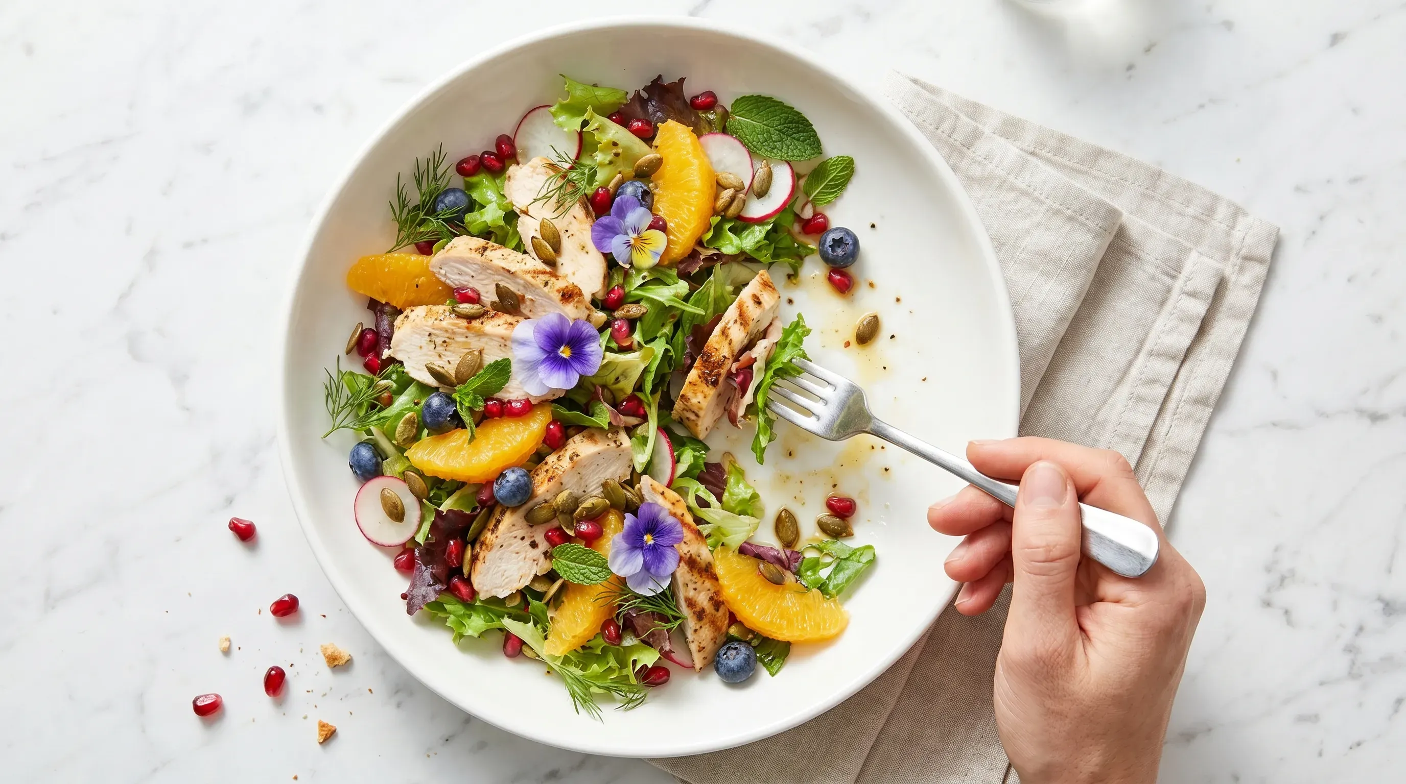 Hähnchensalat mit Früchten