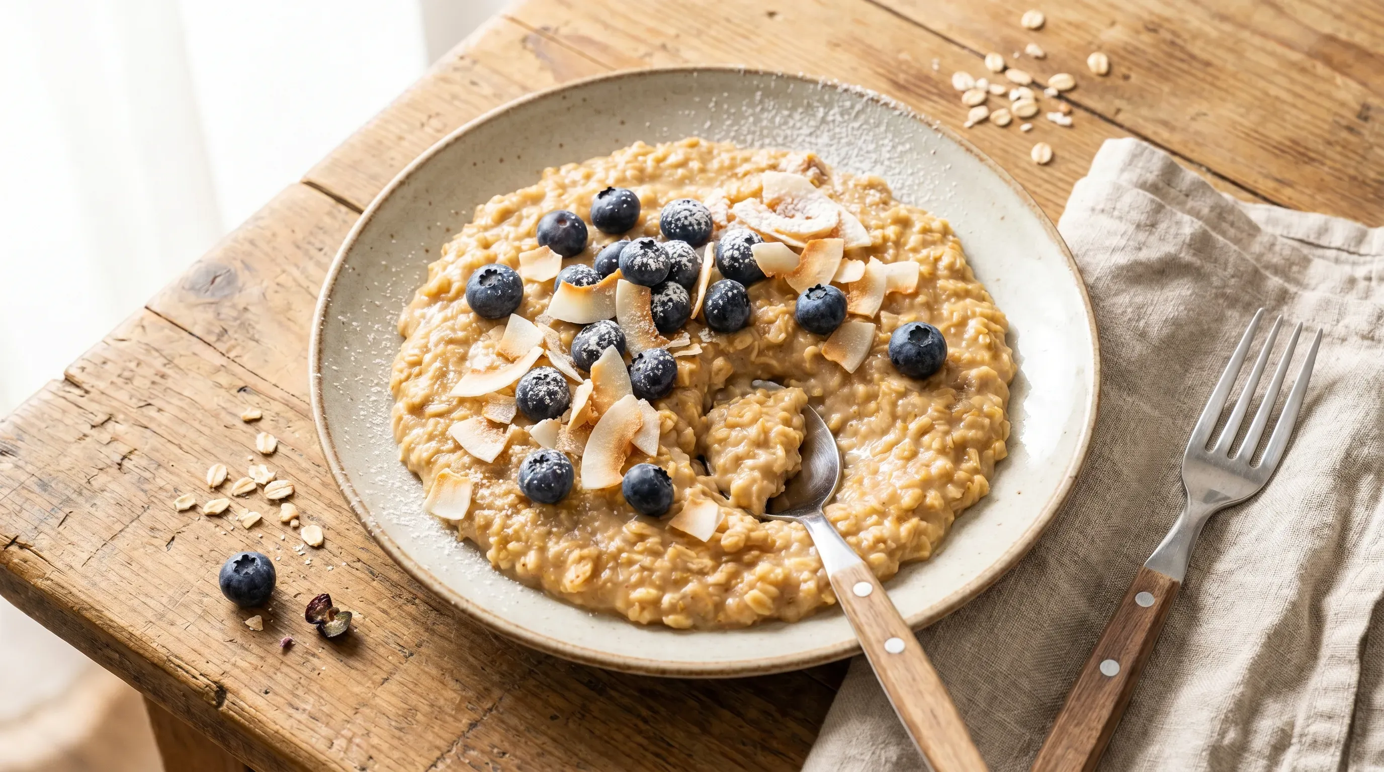 Haferbrei mit Blaubeeren und Kokos
