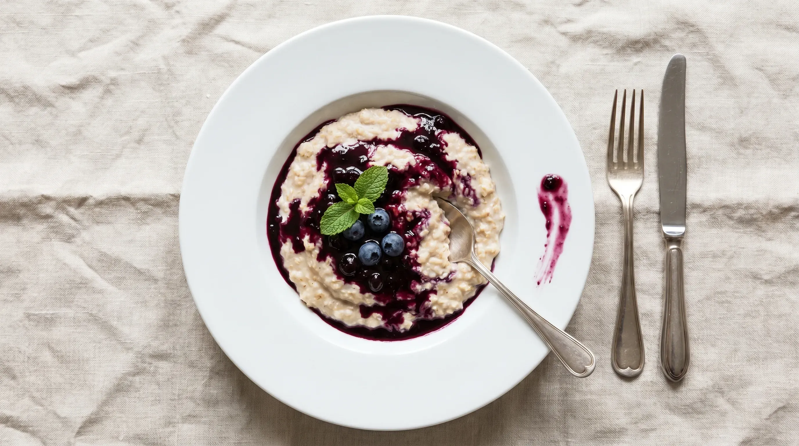 Haferbrei mit Heidelbeersauce