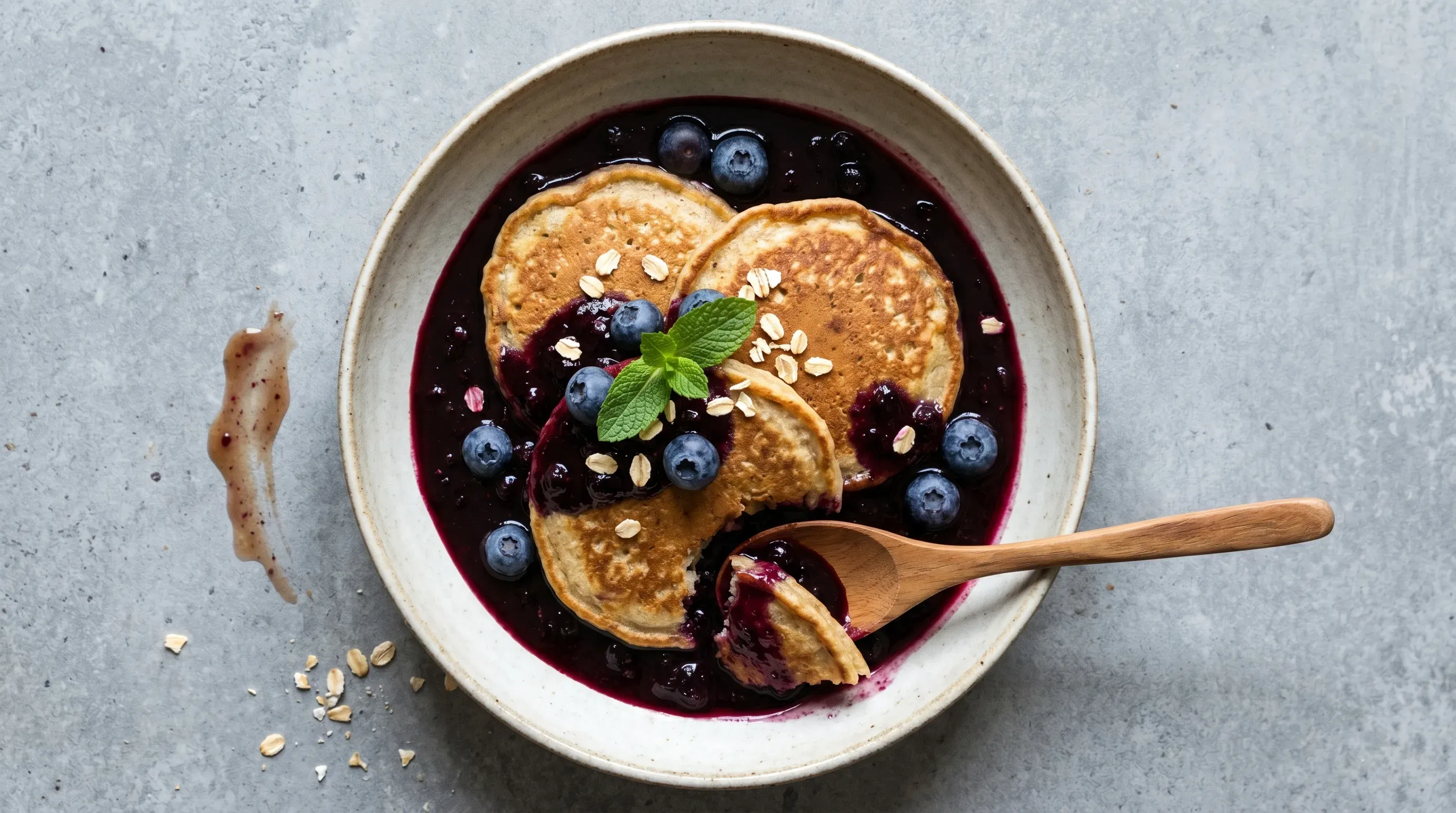Haferpancakes mit Heidelbeeren-Sauce