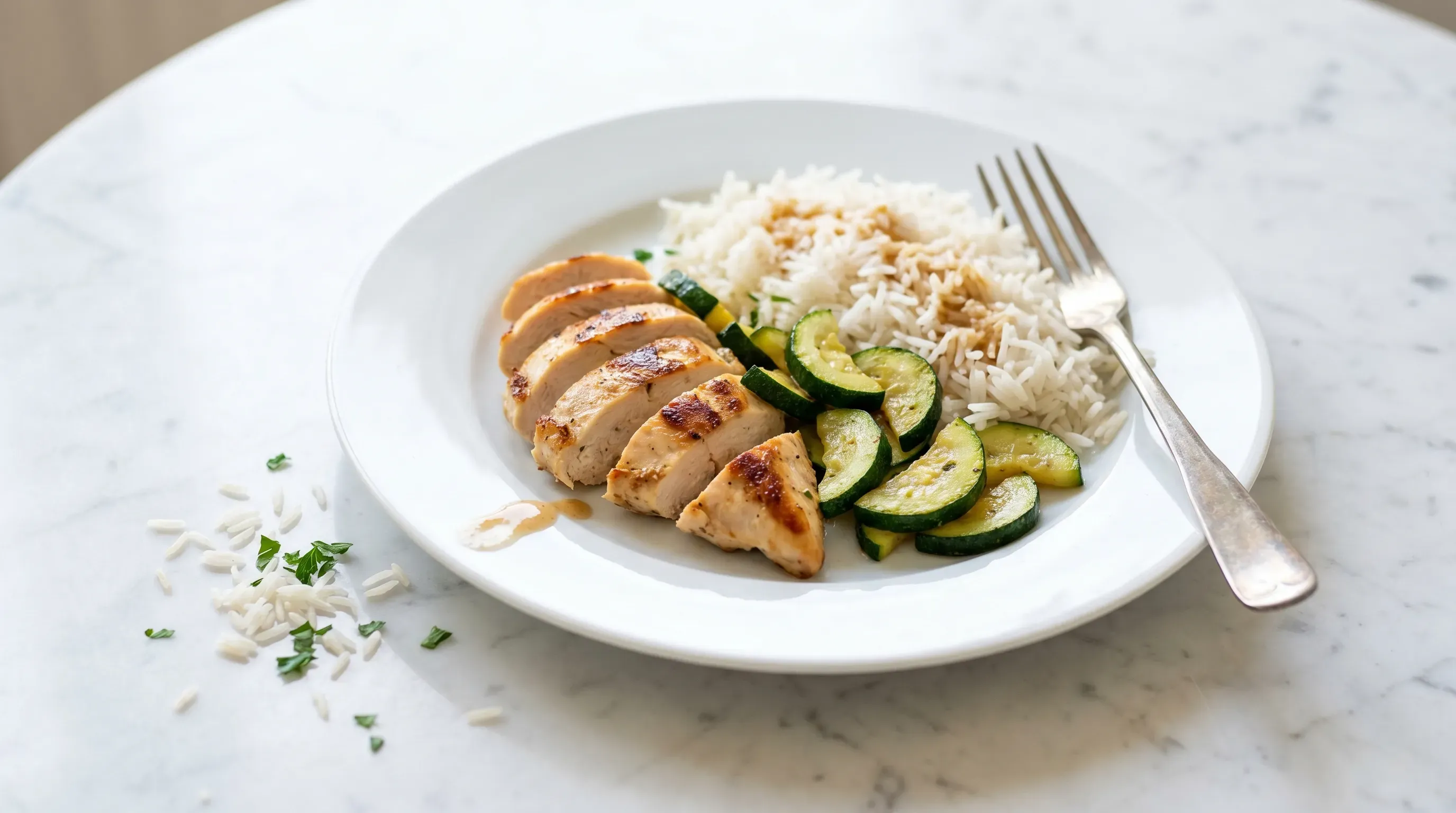 Hähnchenbrust mit Zucchini und Basmatireis