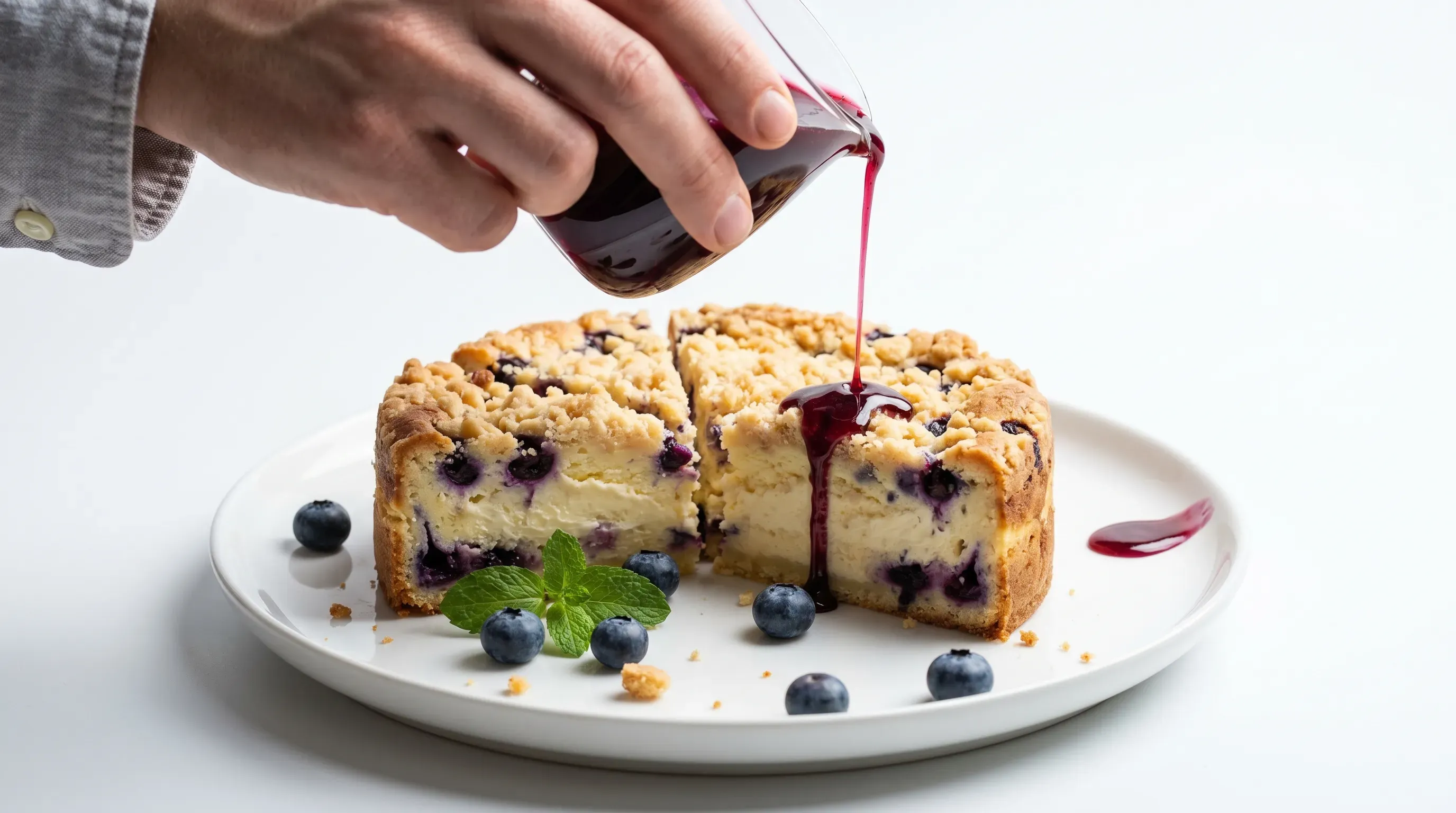 Himmlischer, weisser Schokoladenkuchen mit Blaubeeren