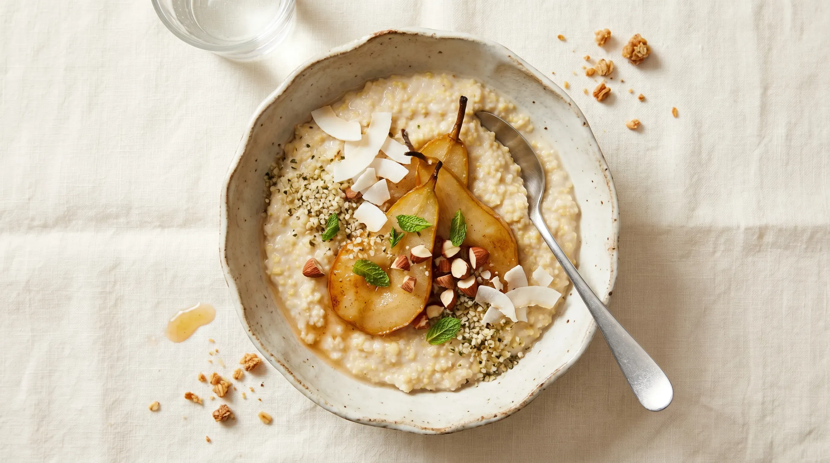 Hirse-Porridge mit Birne und Kokos