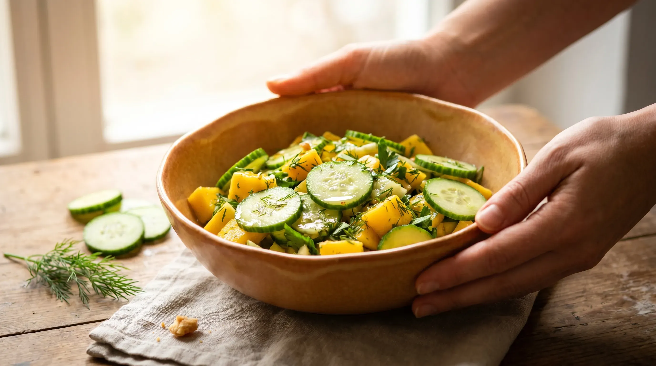 Histaminarmer Gurke-Mango Salat