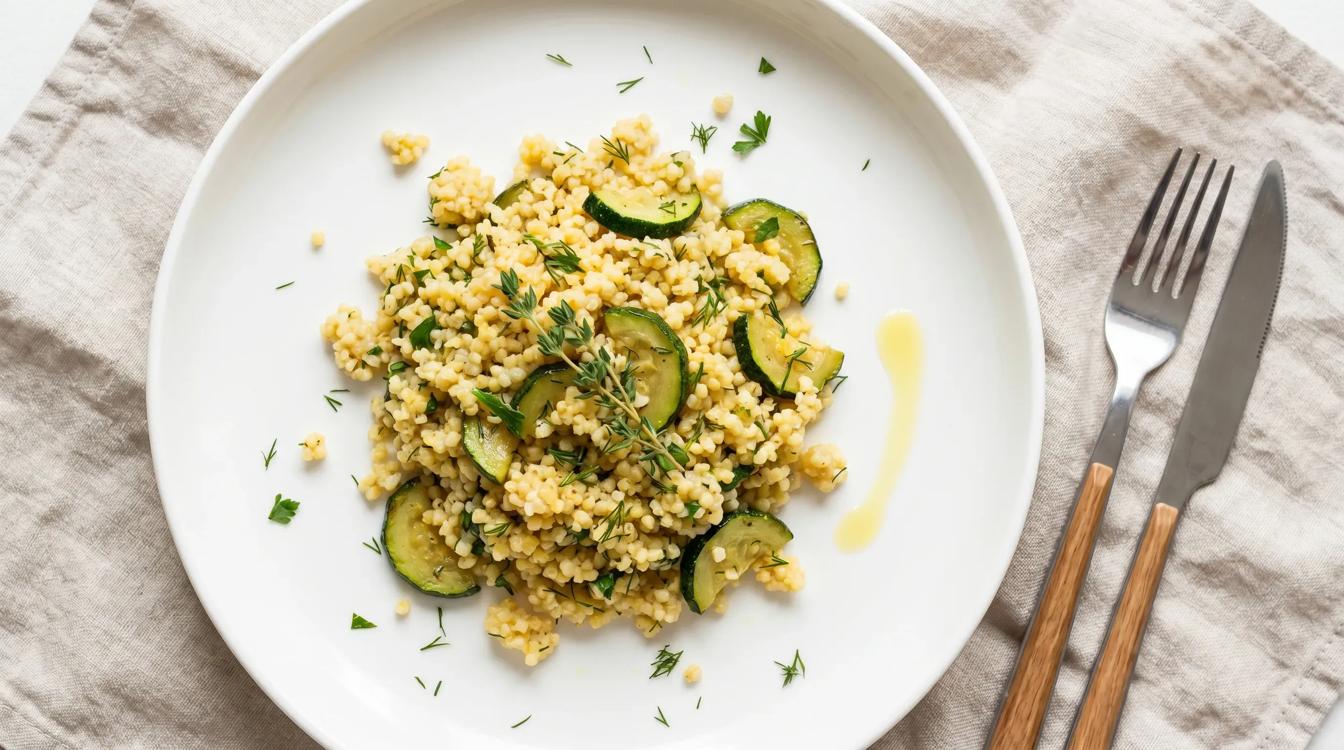 Hirse mit Zucchini und frischen Kräutern