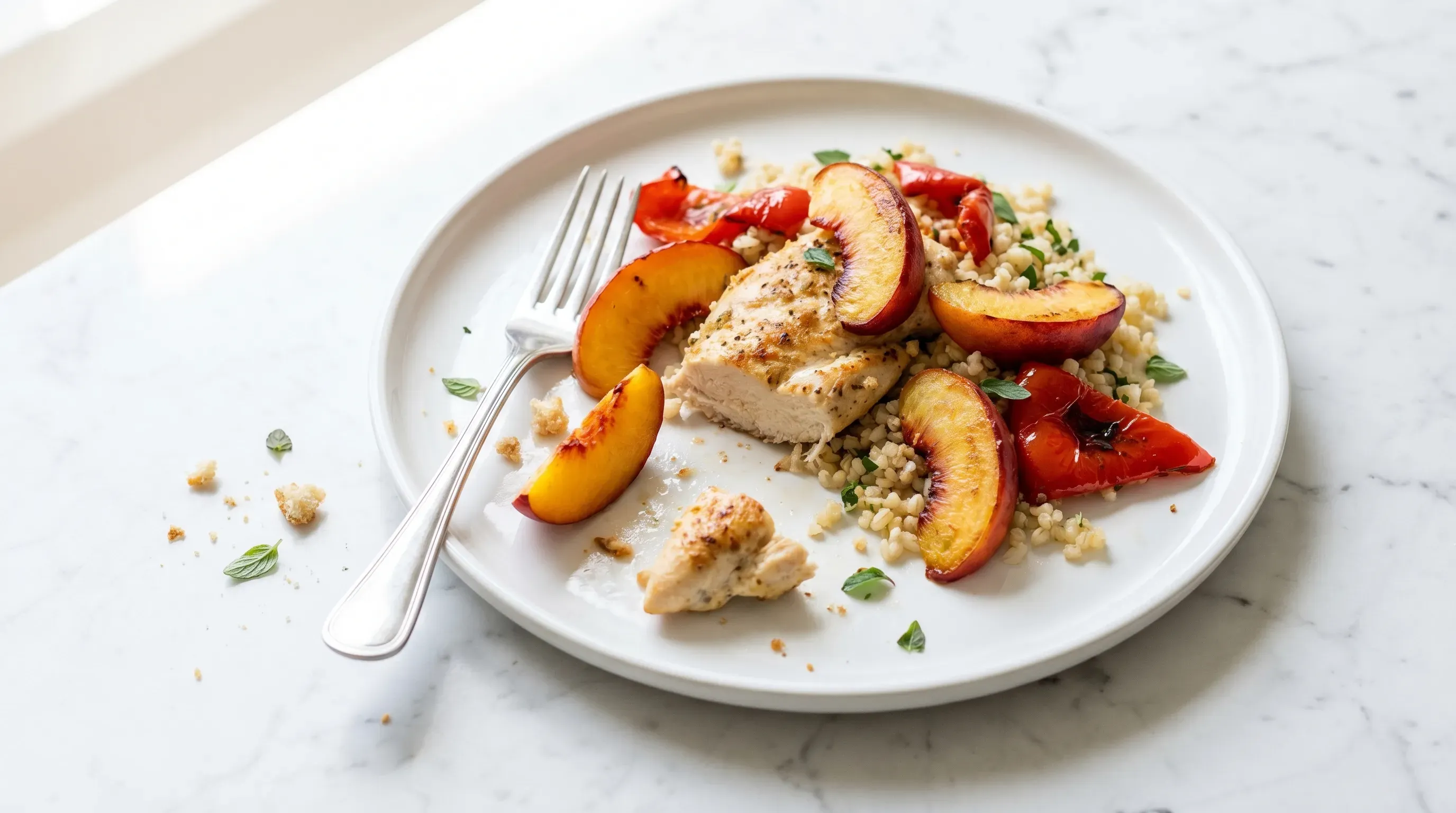 Hühnerbrustfilets mit Nektarine und Paprika
