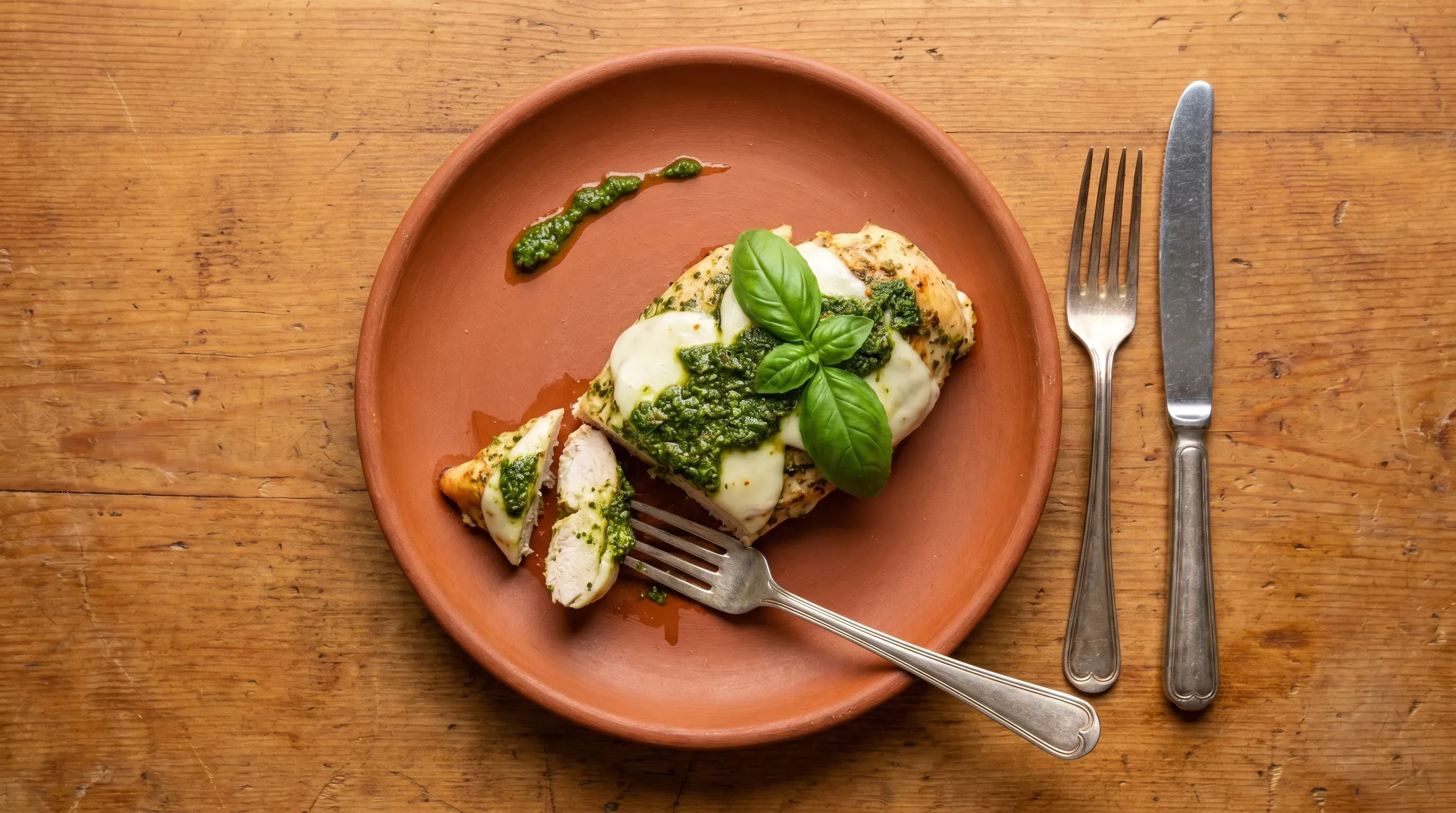 Huhn mit Grünkohl-Pesto und Mozzarella
