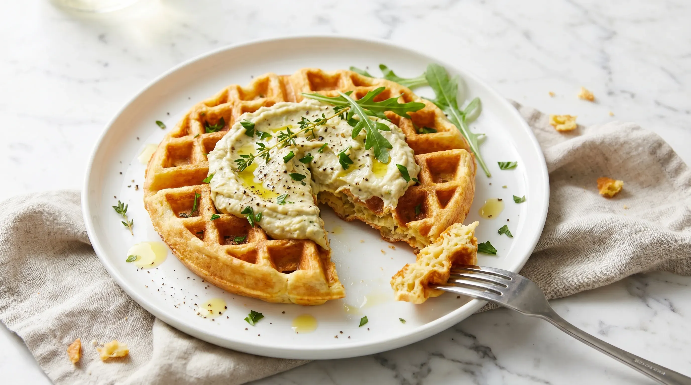 Pikante Waffeln mit Artischockencreme