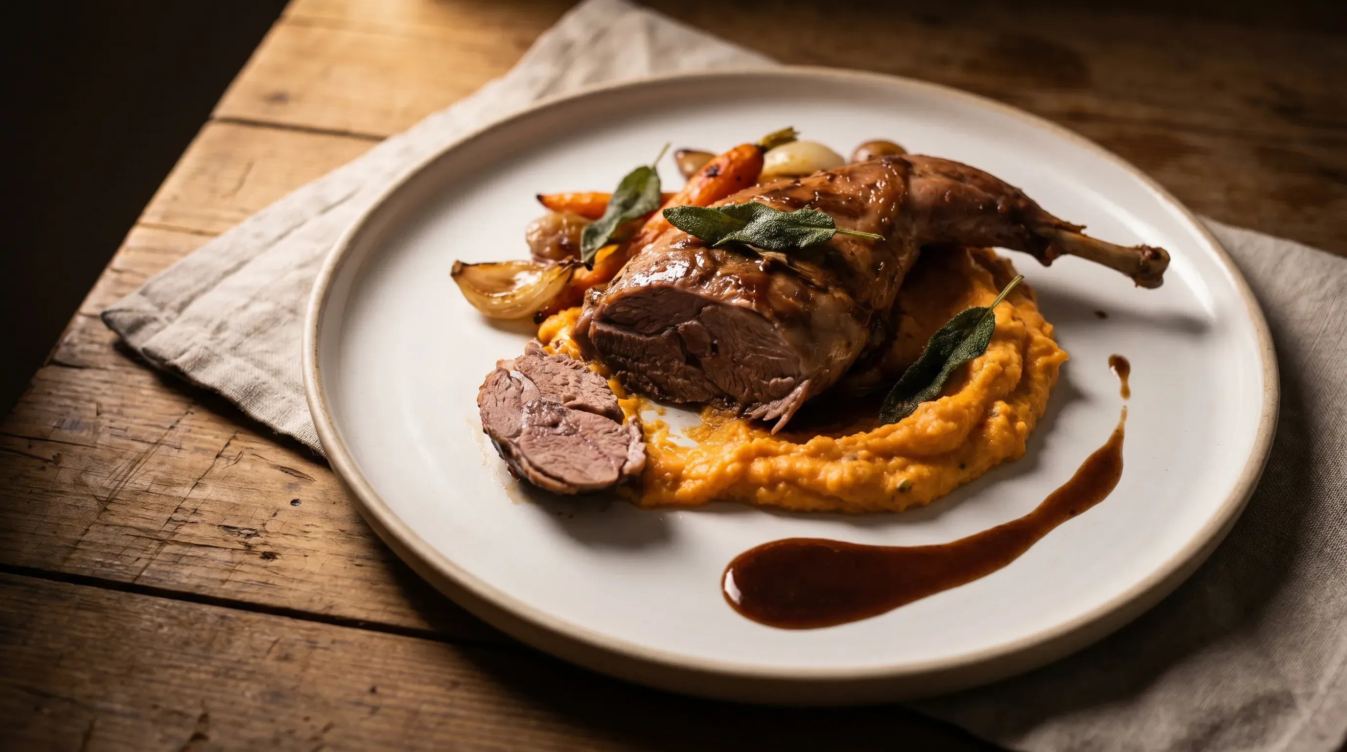 Kaninchenbraten mit Süßkartoffelpüree