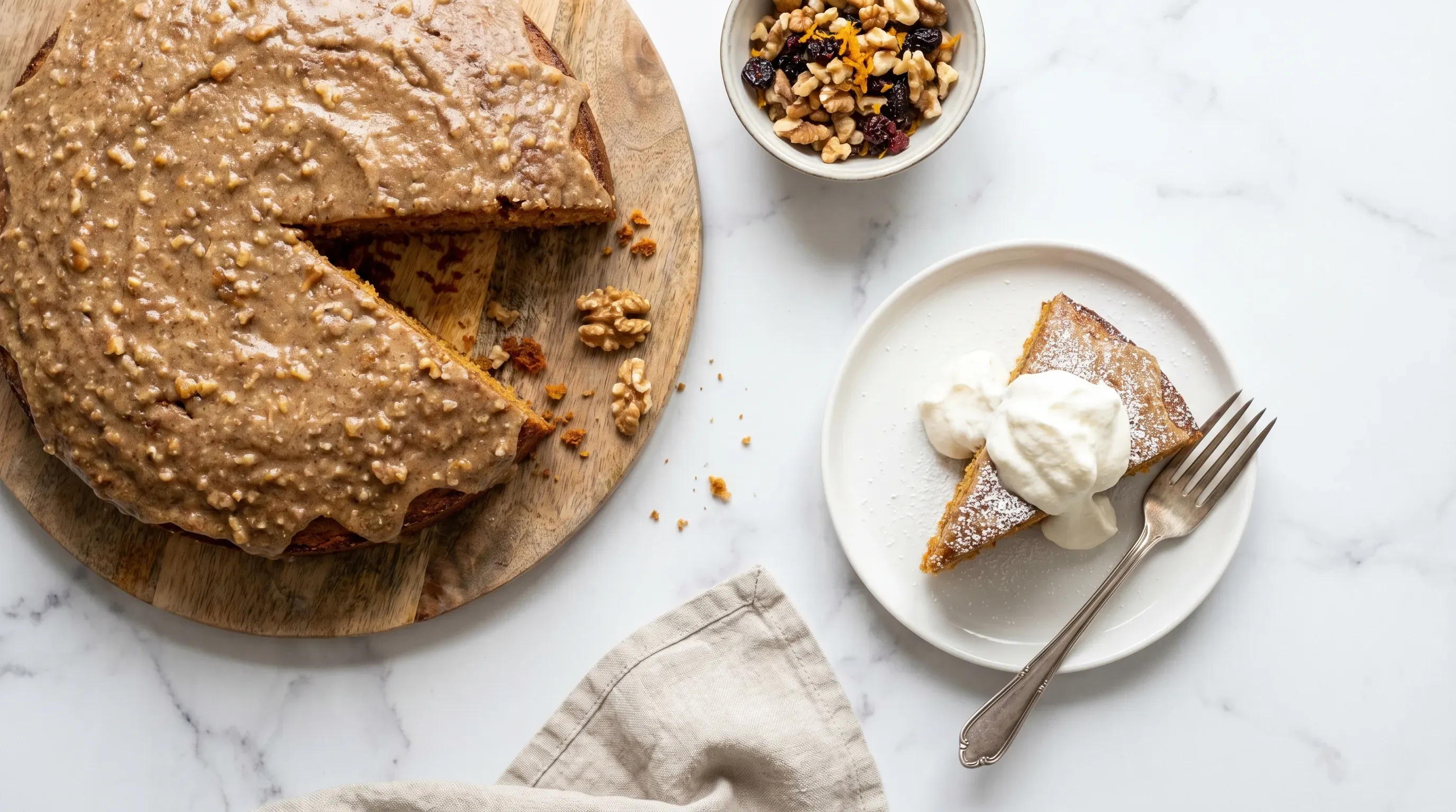 Karottenkuchen mit Nussglasur