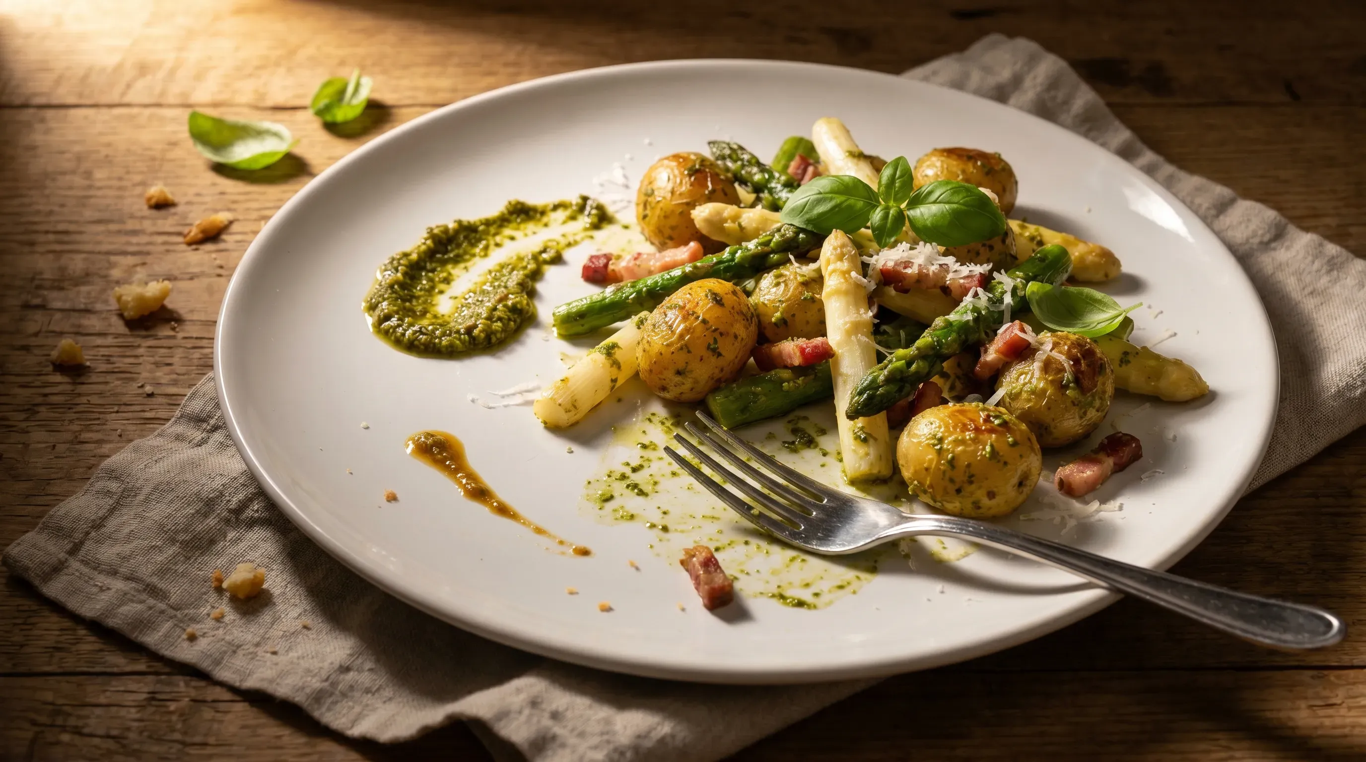 Kartoffel-Spargel Pfanne mit Pesto