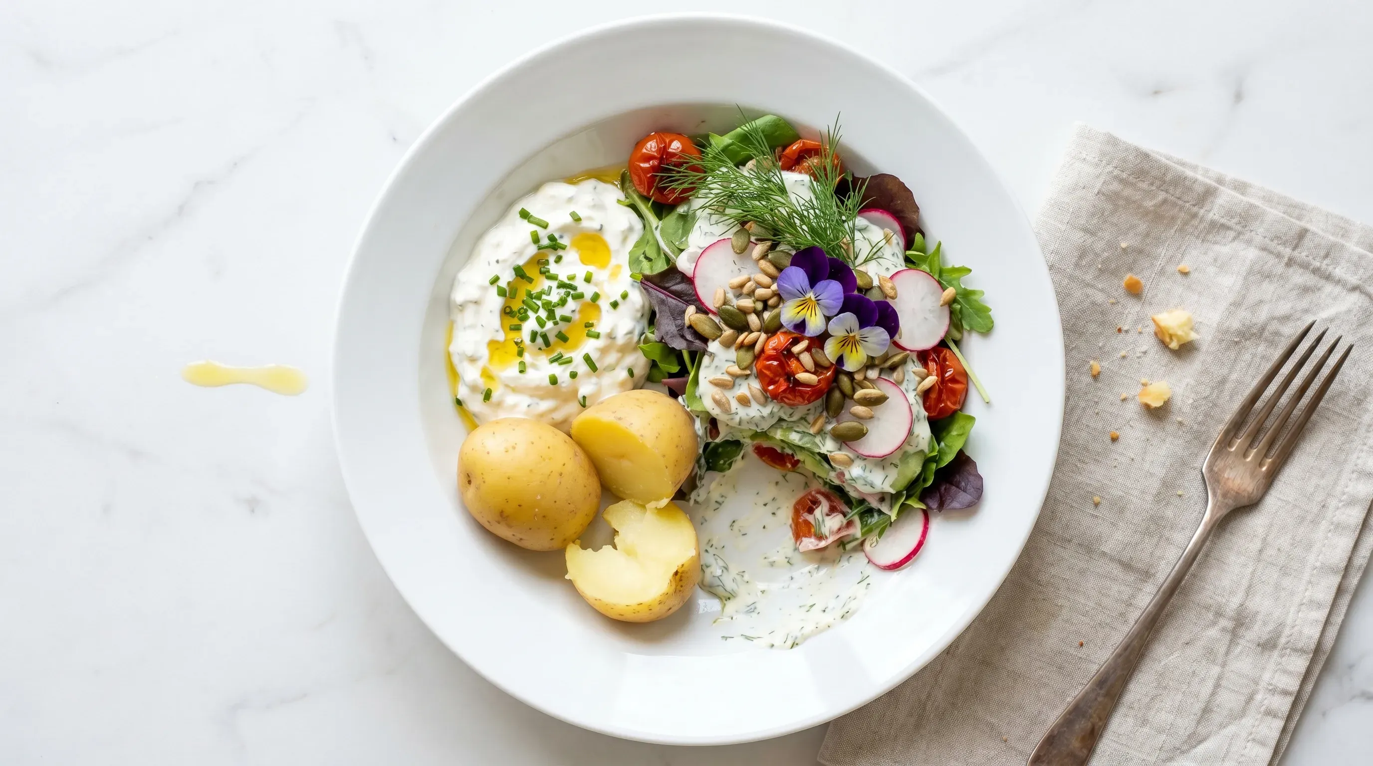 Kartoffeln mit Quark und Gurkensalat