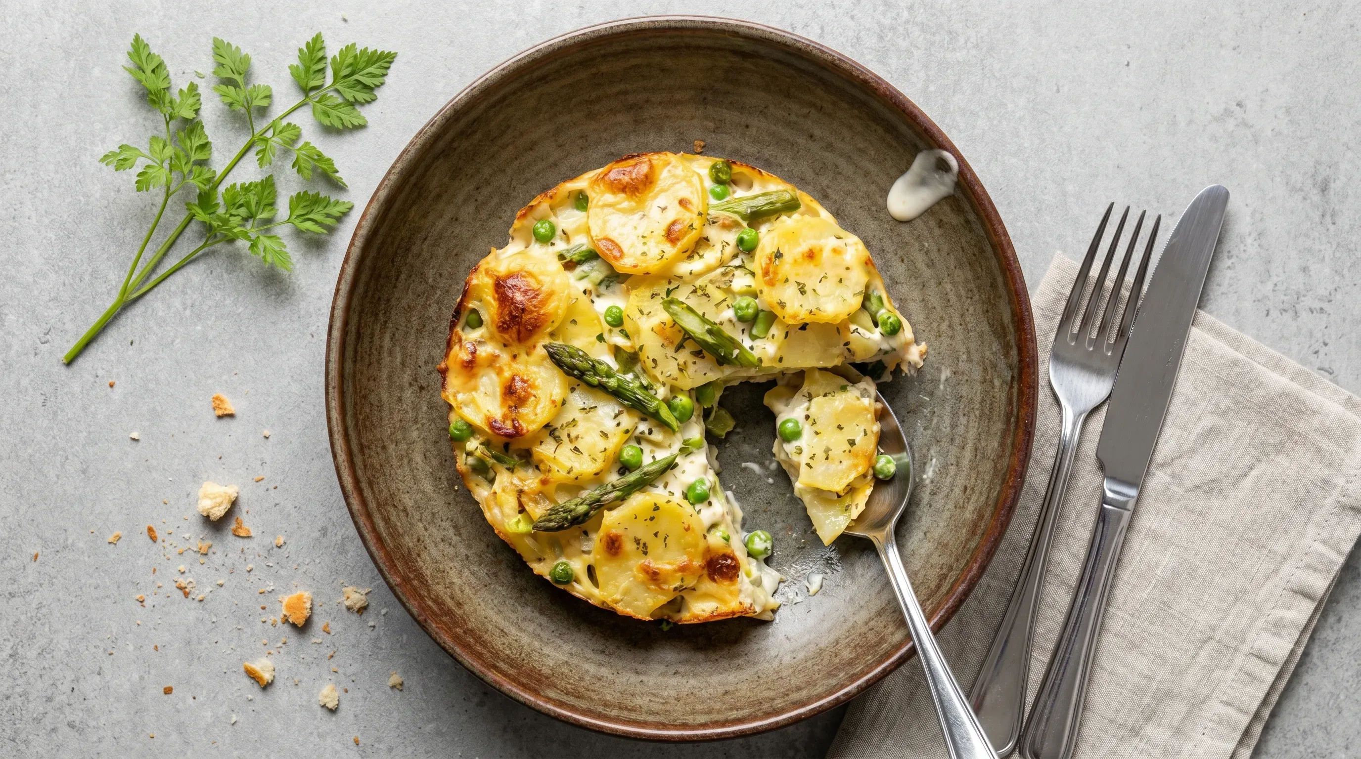 Kartoffelgratin mit Frühlingsgemüse