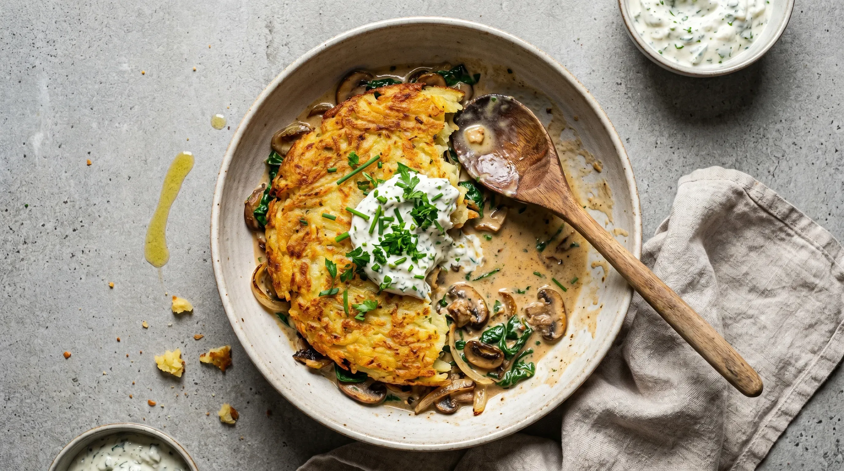 Kartoffelrösti mit Kräuterdip