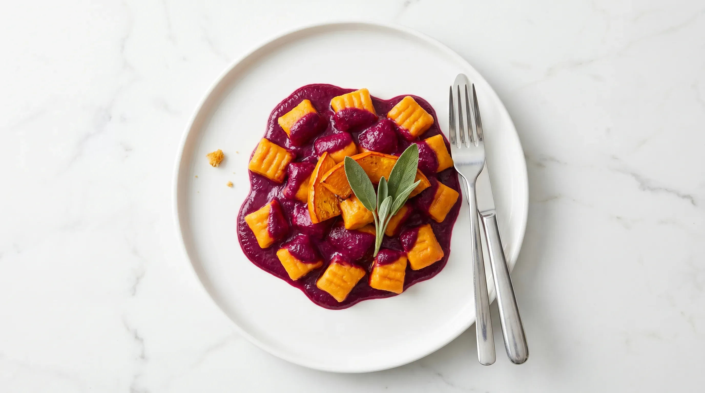 Kürbis-Gnocchi mit Rote-Bete-Sauce