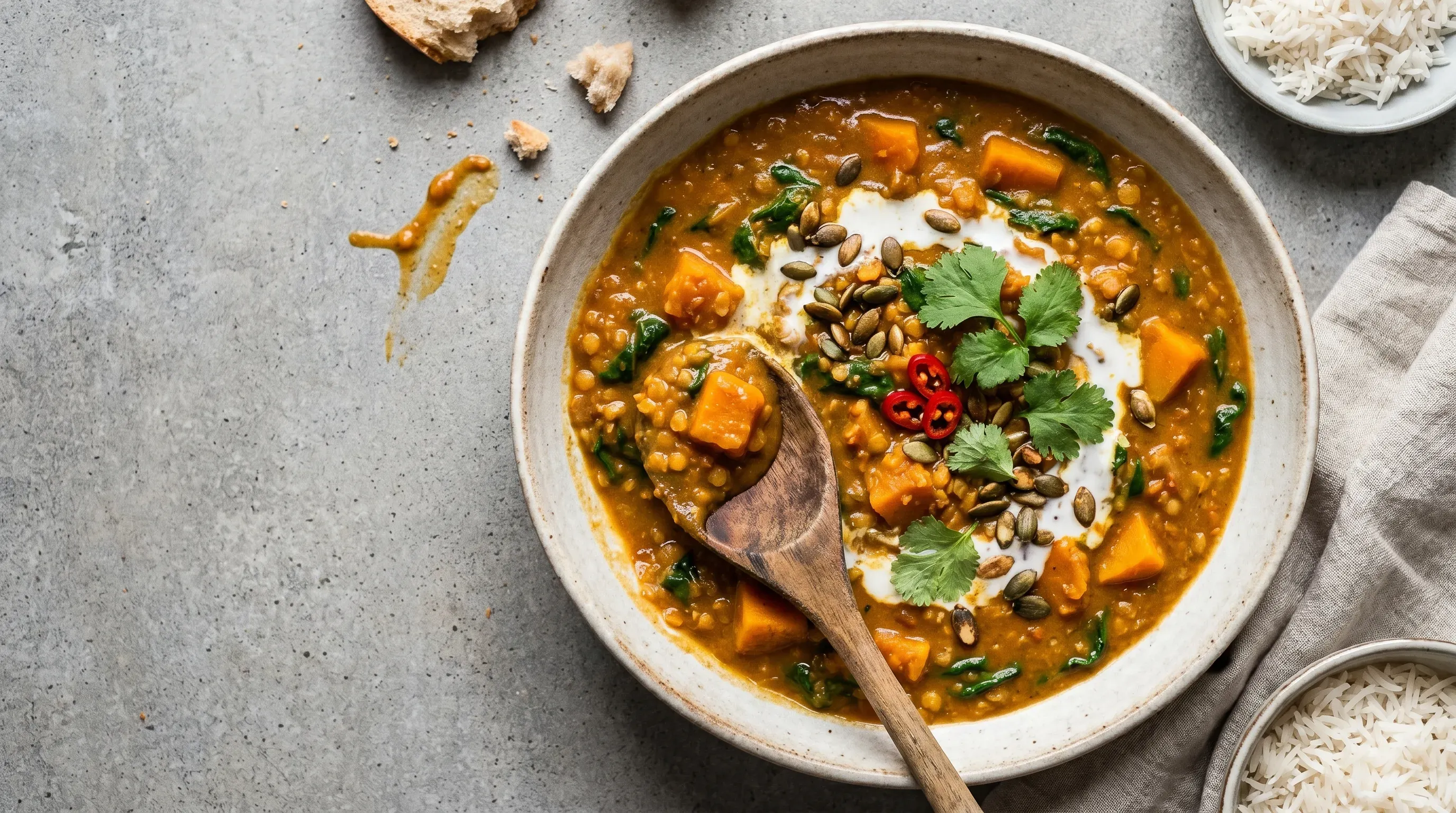 Kürbis Linsen Curry