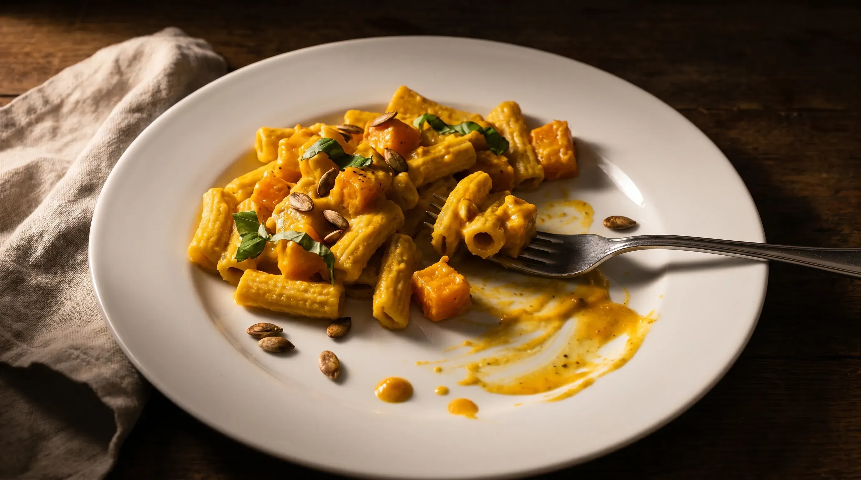 Kürbis-Pasta mit Kokosmilch-Sauce