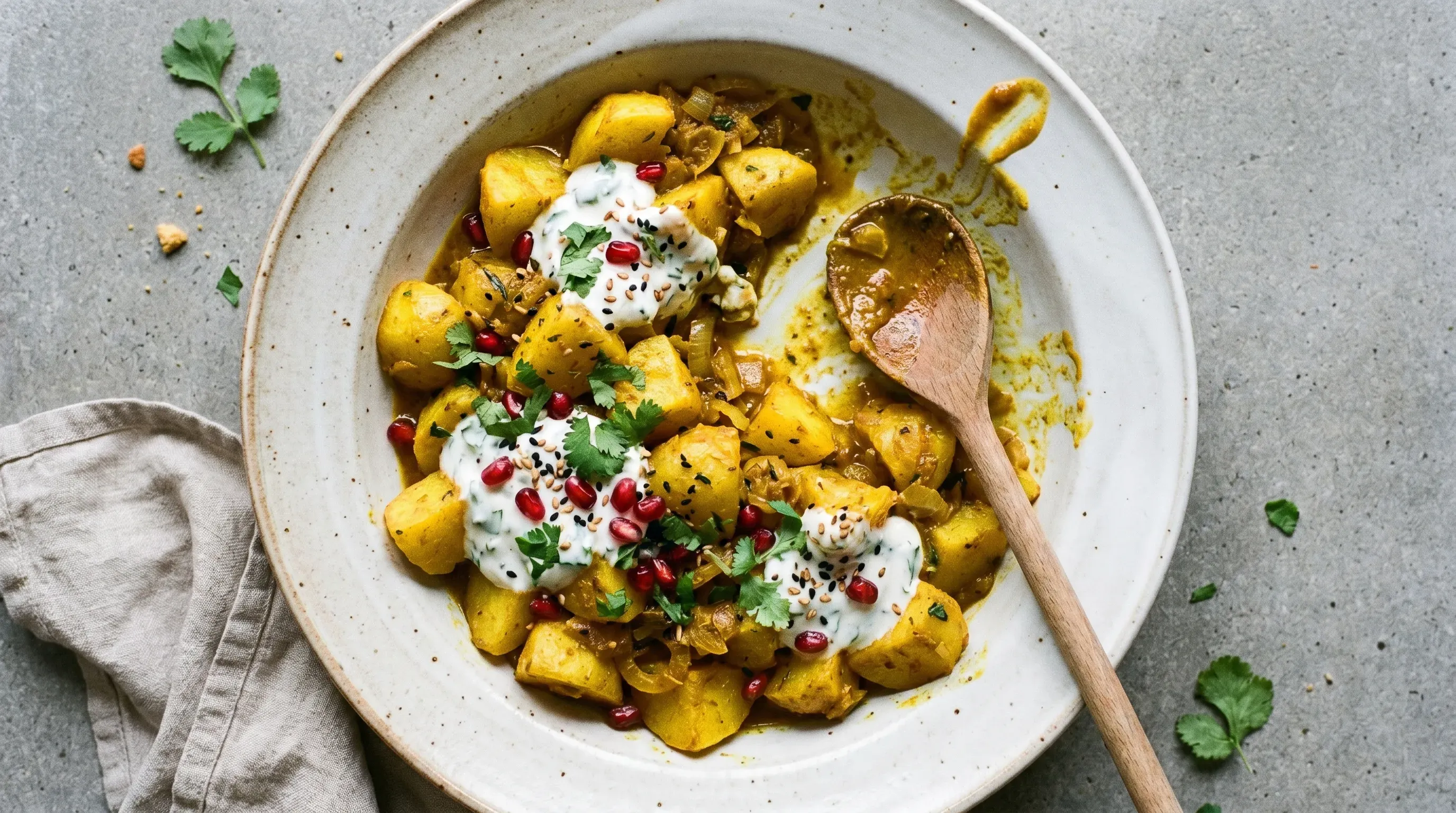 Kurkuma Kartoffeln mit Joghurt Dip