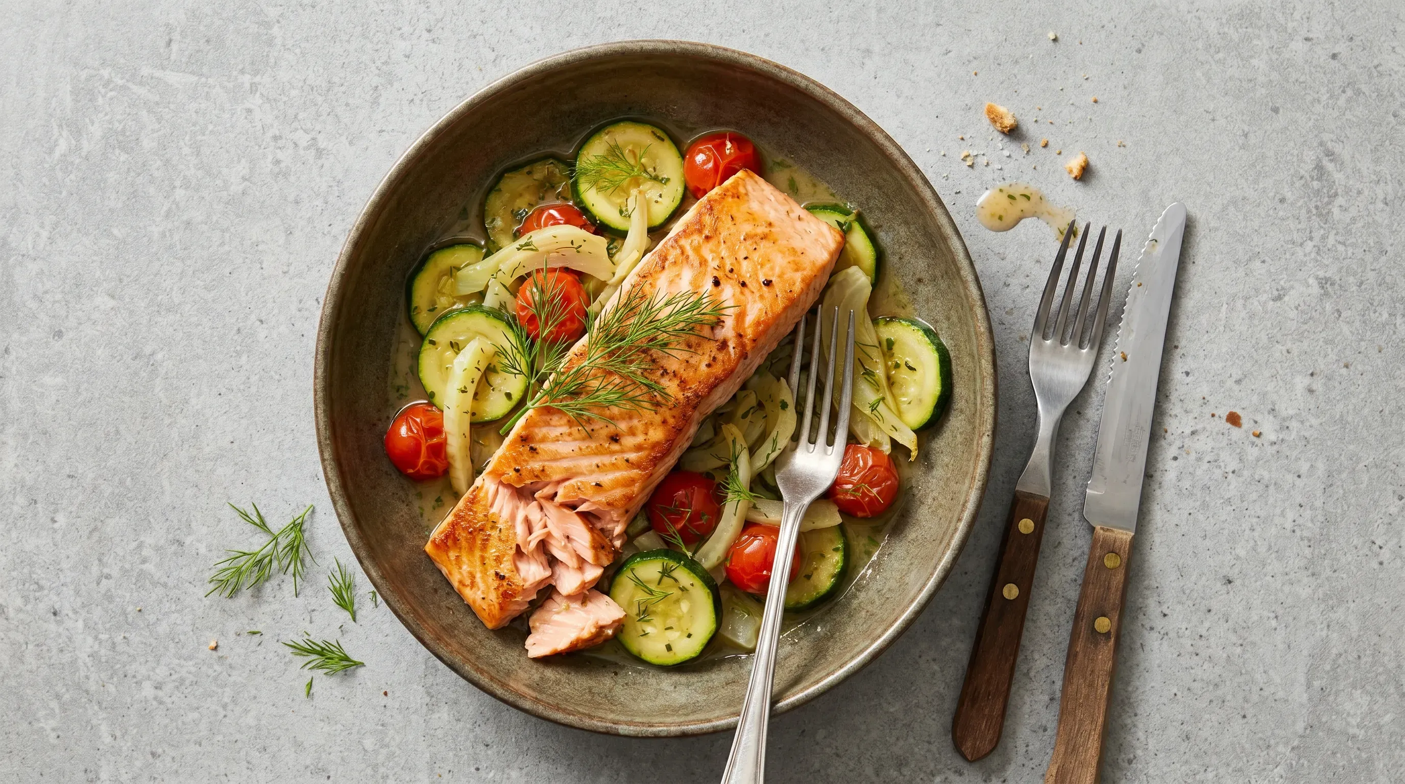 Lachs auf Zucchini-Fenchel-Gemüse