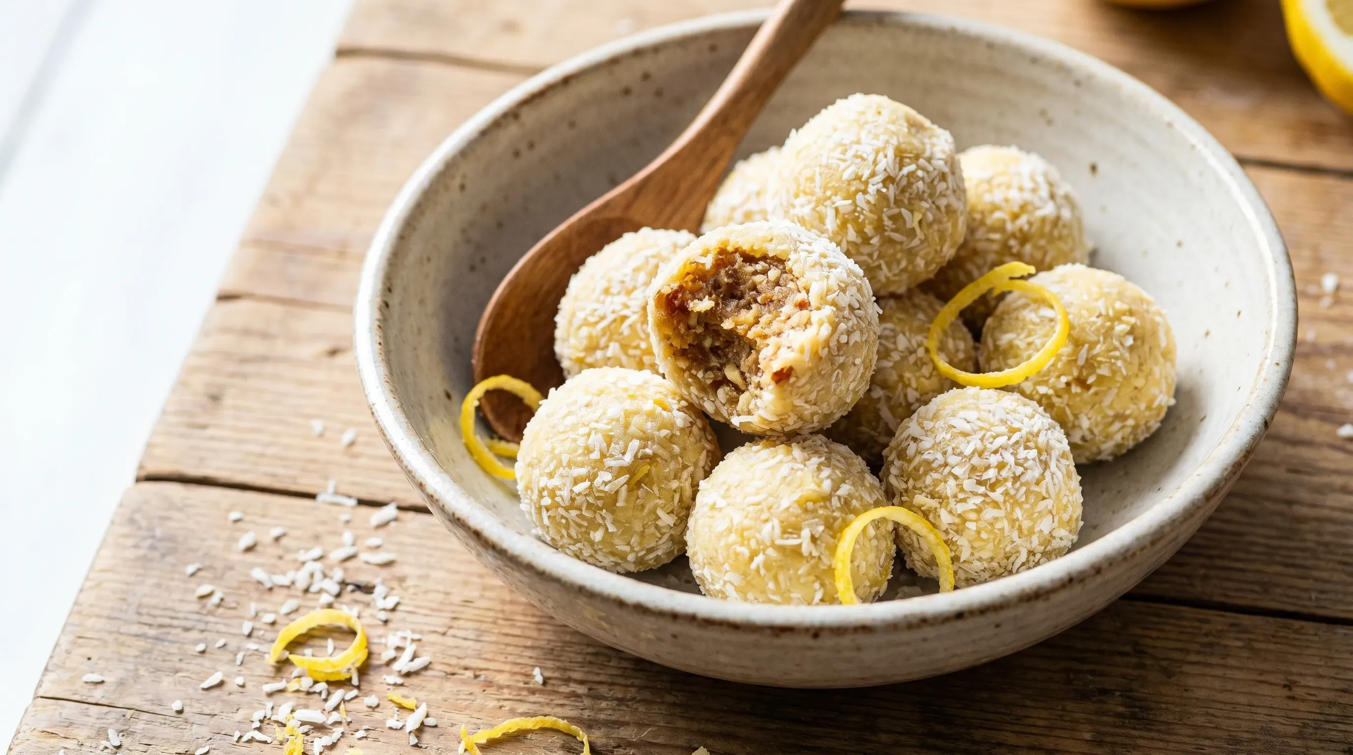 Kokos Bliss Balls mit Zitrone