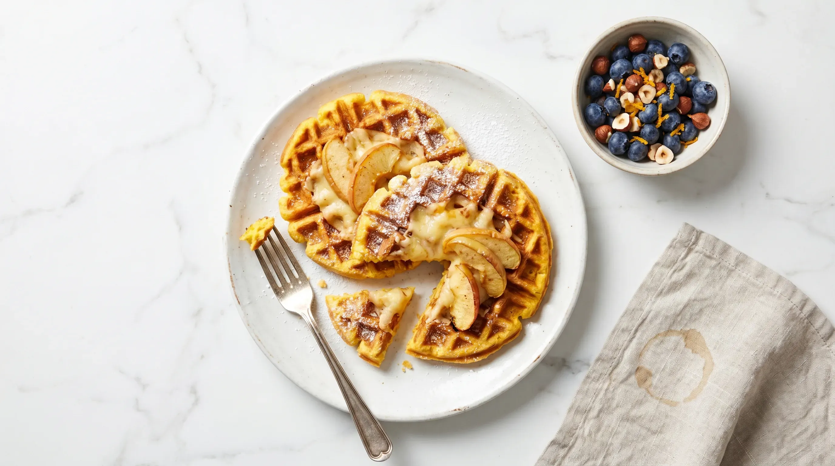 Maiswaffeln mit überbackenen Äpfeln