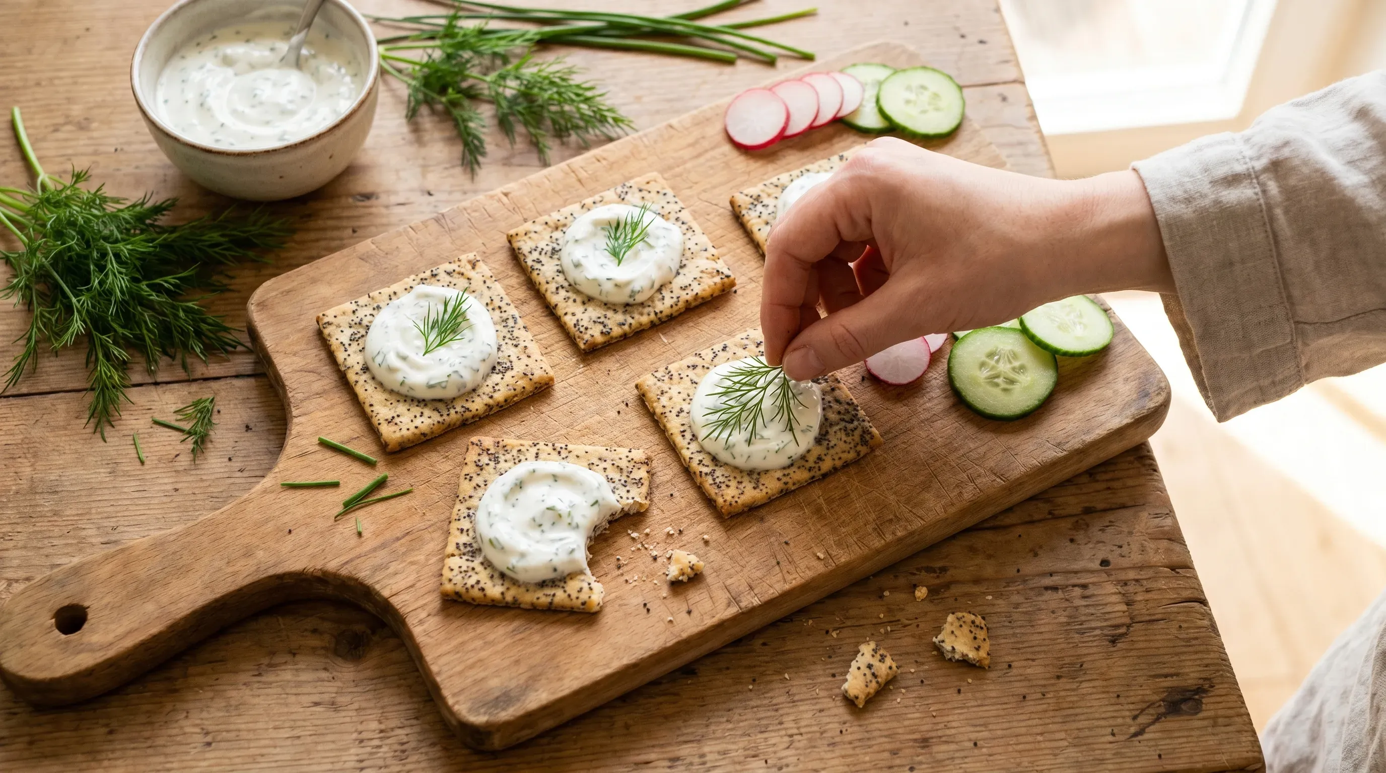 Mohn-Cracker mit Schmandhaube